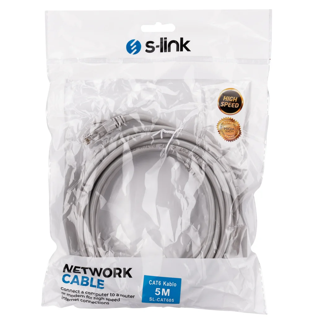S-LINK SL-CAT605 CAT6 Ethernet Kablo 5 Metre (Gri) - Hızlı Veri Transferi Fiyatı, Yorumları ve Özellikleri