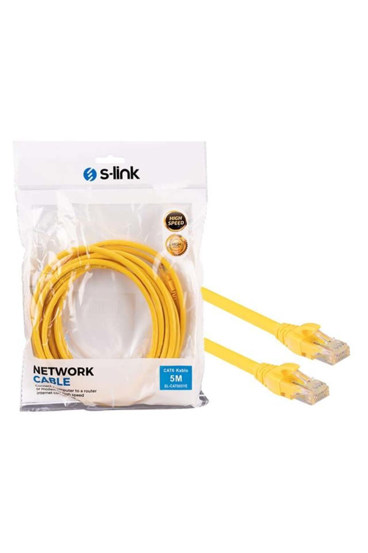 S-Link SL-CAT605YE Cat6 5 Metre RJ45 Patch Network Ethernet İnternet Kablosu