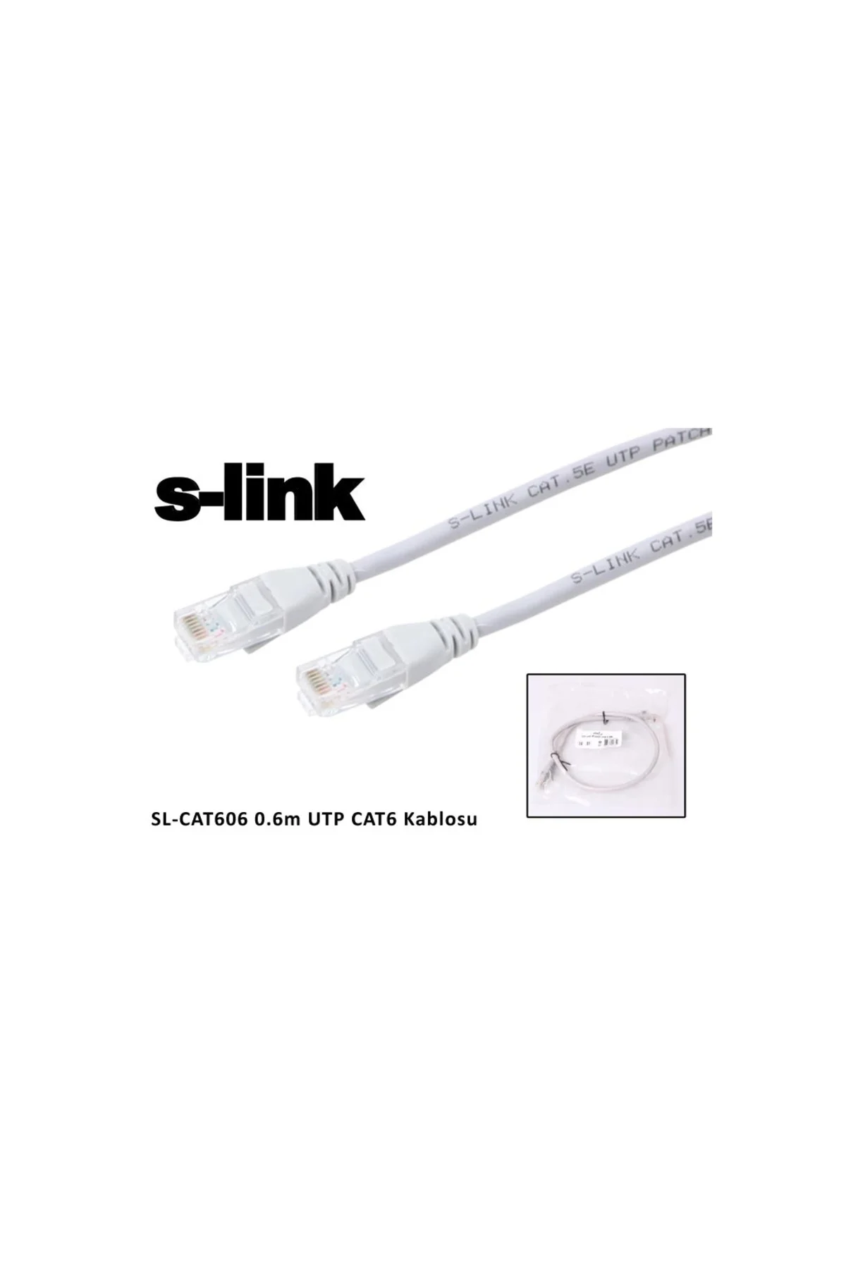 S-LINK SL-CAT606 CAT6 Patch 60CM Kablo (Gri)