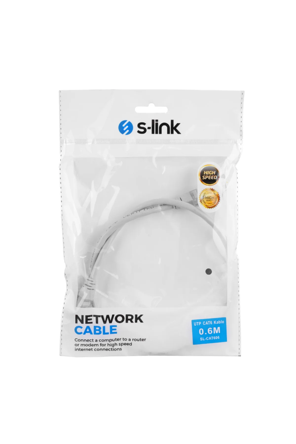 S-LINK SL-CAT606 CAT6 Patch 60CM Kablo (Gri)
