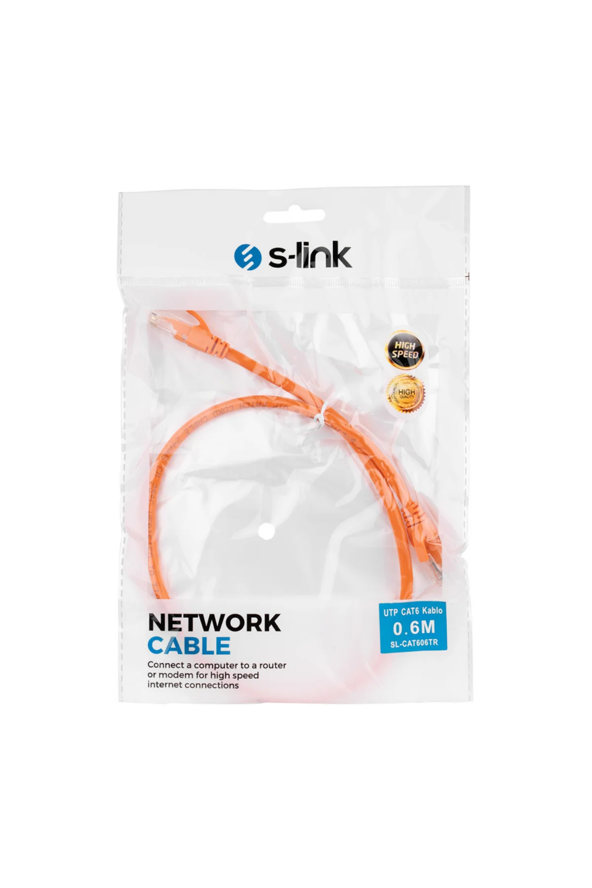 S-LINK SL-CAT606TR CAT6 Patch 60CM Kablo (Turuncu)