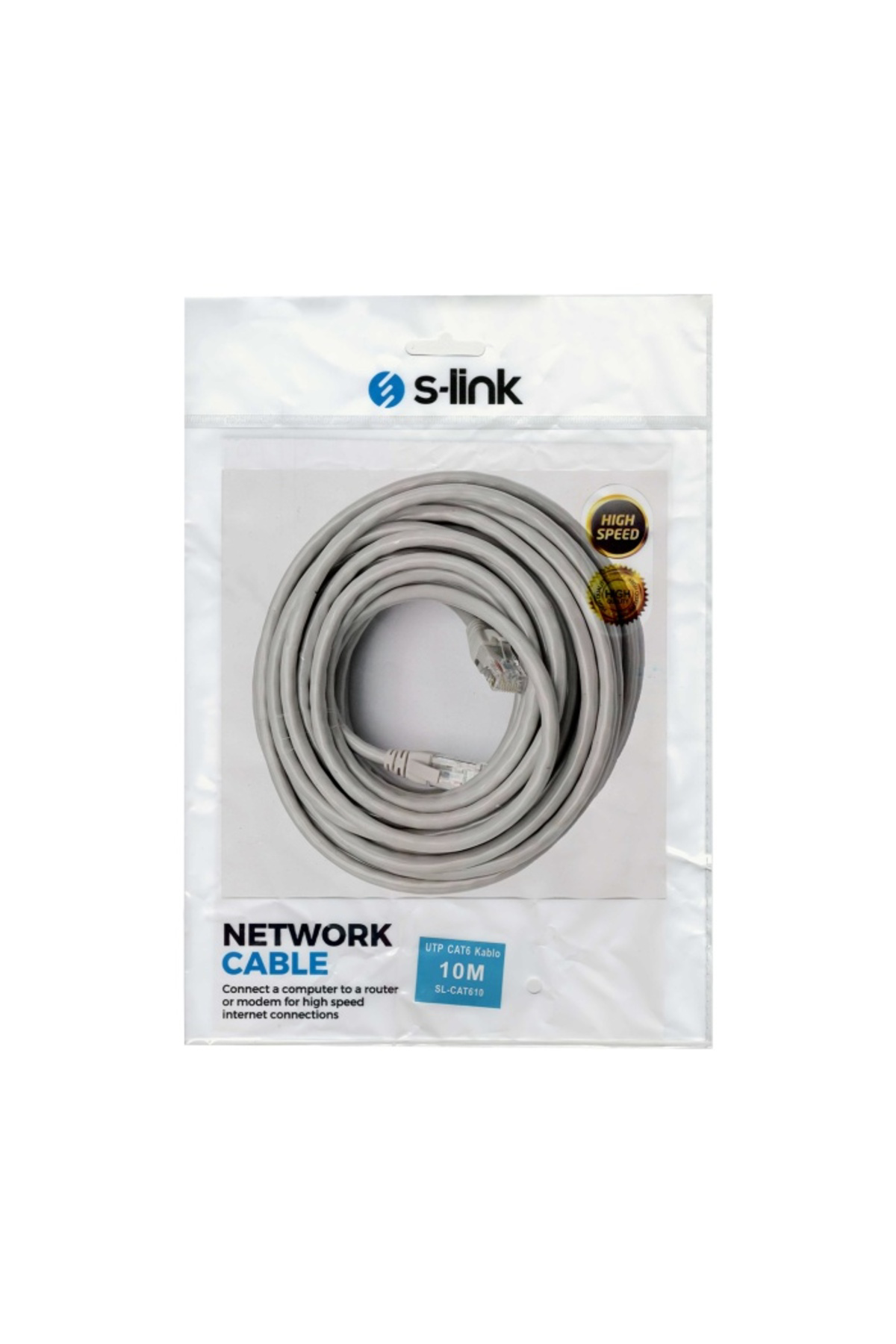 S-LINK SL-CAT610 10 METRE GRİ CAT6 KABLO