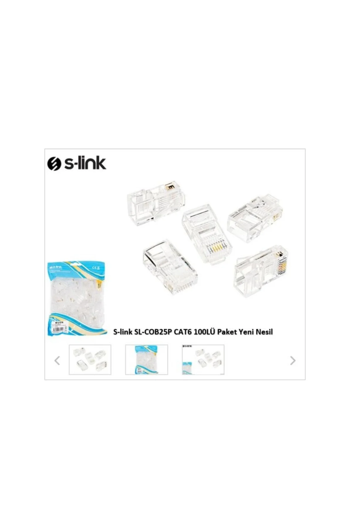 S-LINK SL-COB25P, RJ45, Yeni Nesil JAC, UTP, CAT6, (100lü PAKET)