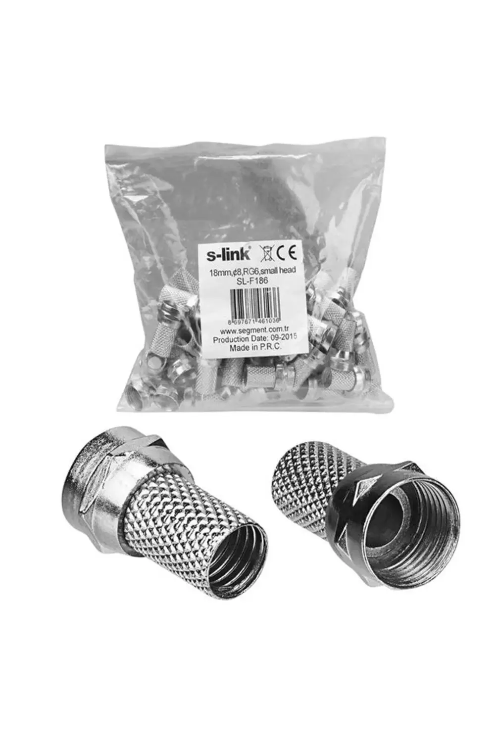 S-Link SL-F186 Geniş 18 Mm * 8 RG6/U4 Erkek F Konnektör (50'Li Pa