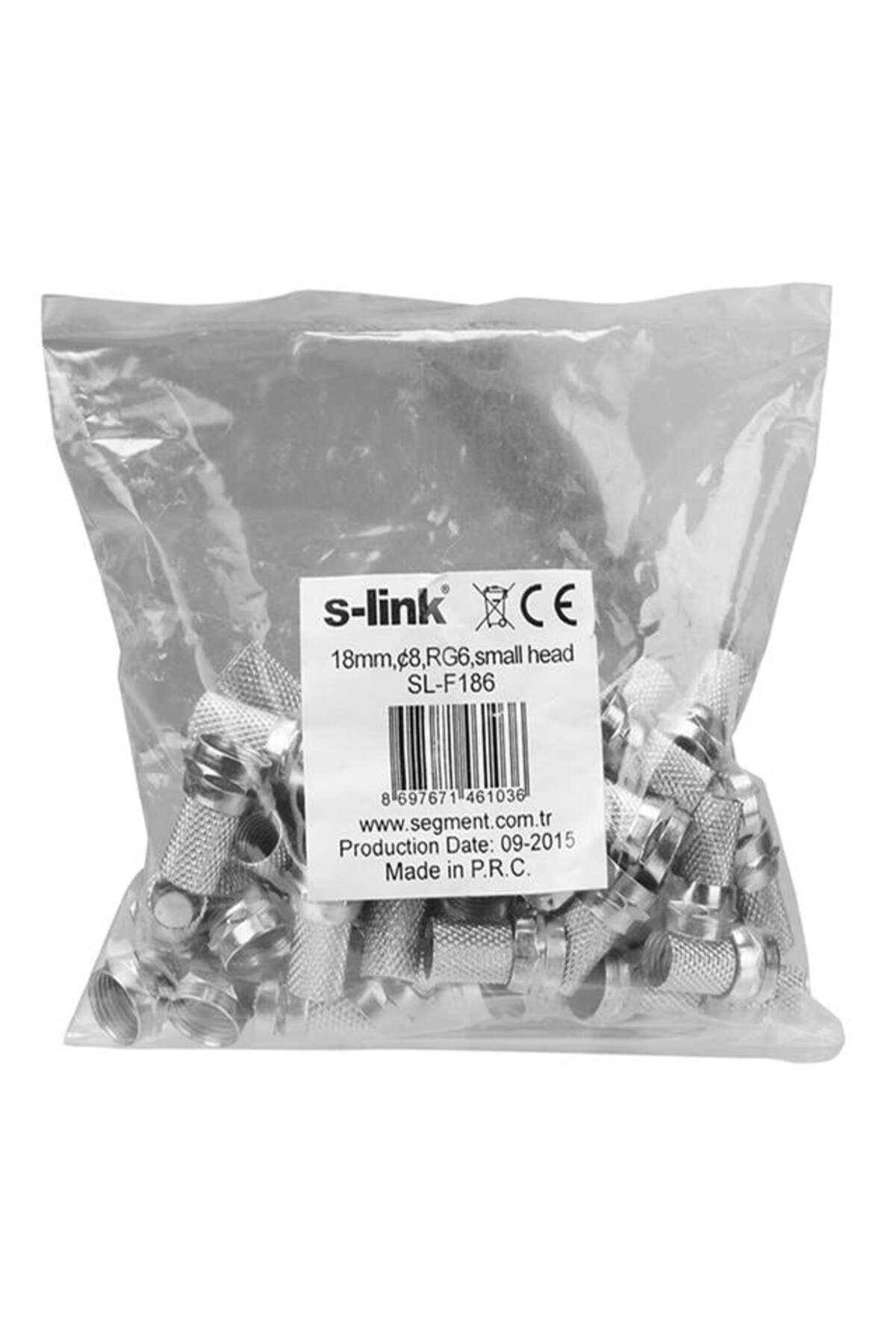 S-Link SL-F186 Geniş 18 mm * 8 RG6/U4 Erkek F Konnektör (50'li Pa