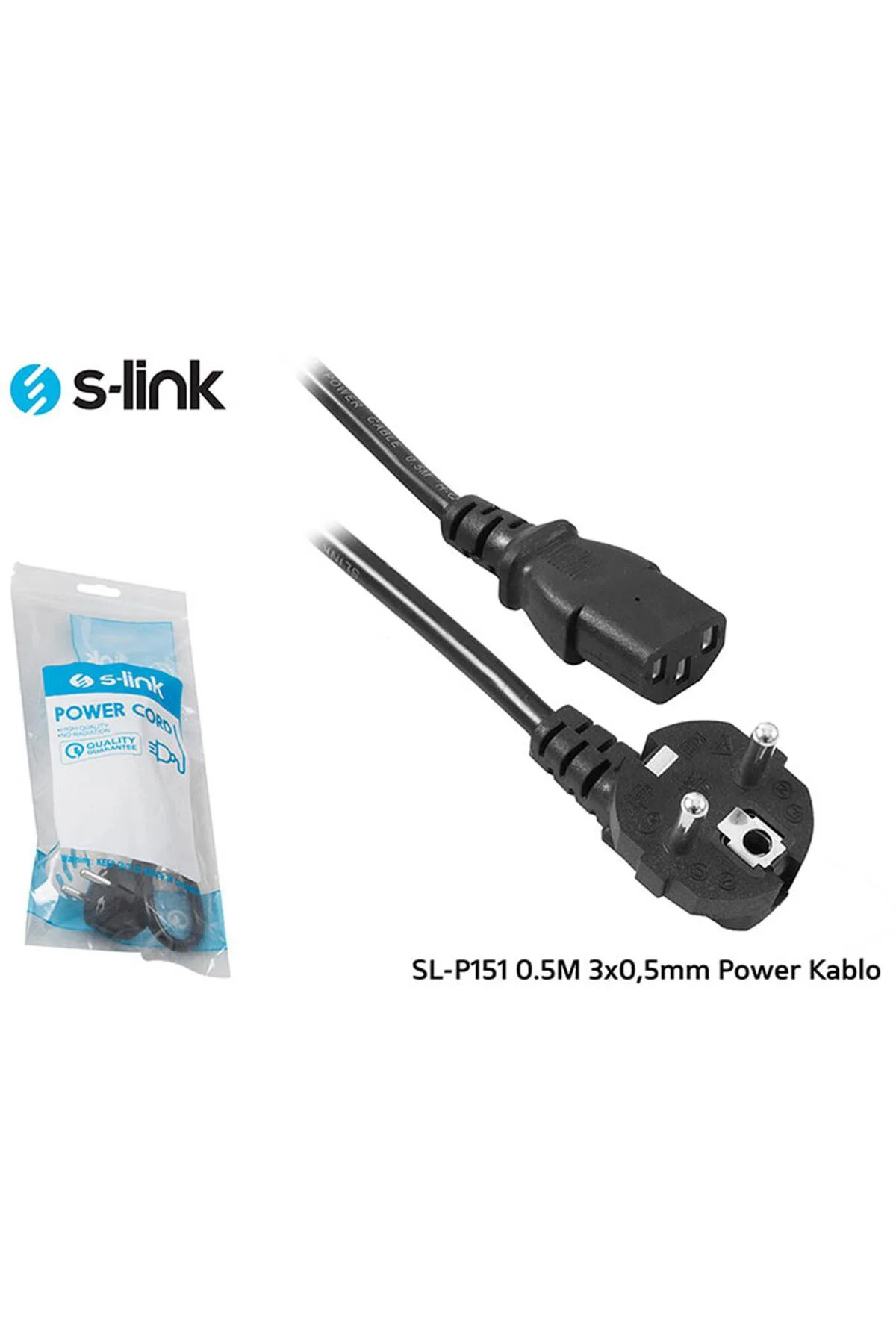 S-link SL-P151 0.5Mt 3x0,5mm Power Kablo S-link SL-P151 0.5Mt 3x0,5mm Power Kablo
