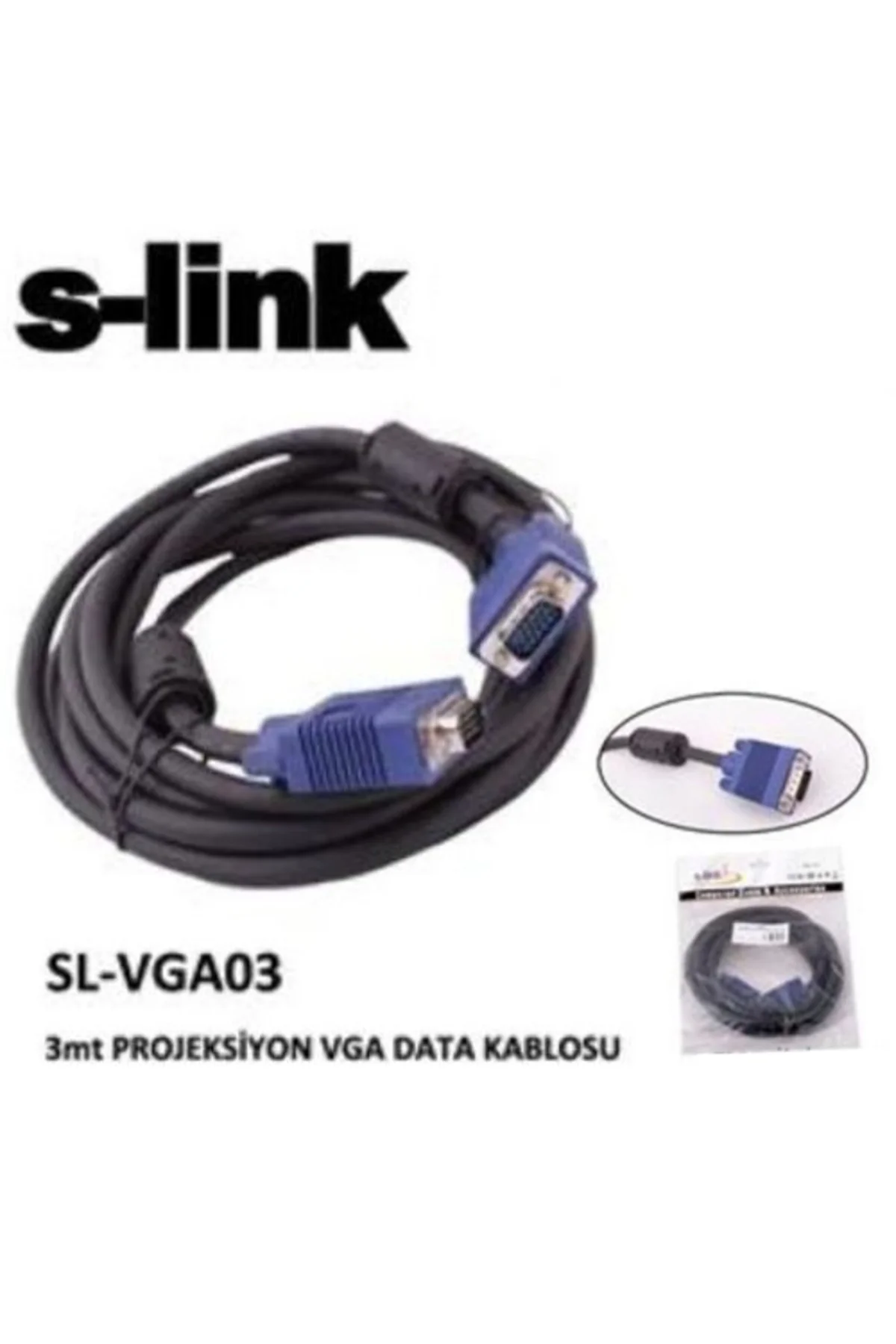 S-LINK SL-VGA03F Monitör,Vga,Projektör E-D (3 Metre) Data Projeksiyon Kablo