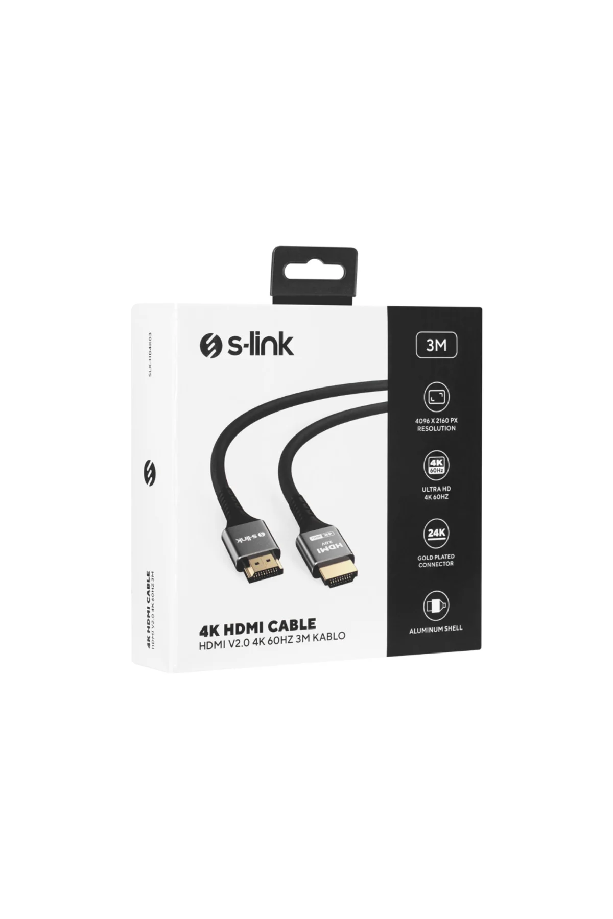S-LINK SLX-HD4K03, 4K UHD, HDMI v2.0, 3mt. 60Hz. Metal Uçlu, Kabl
