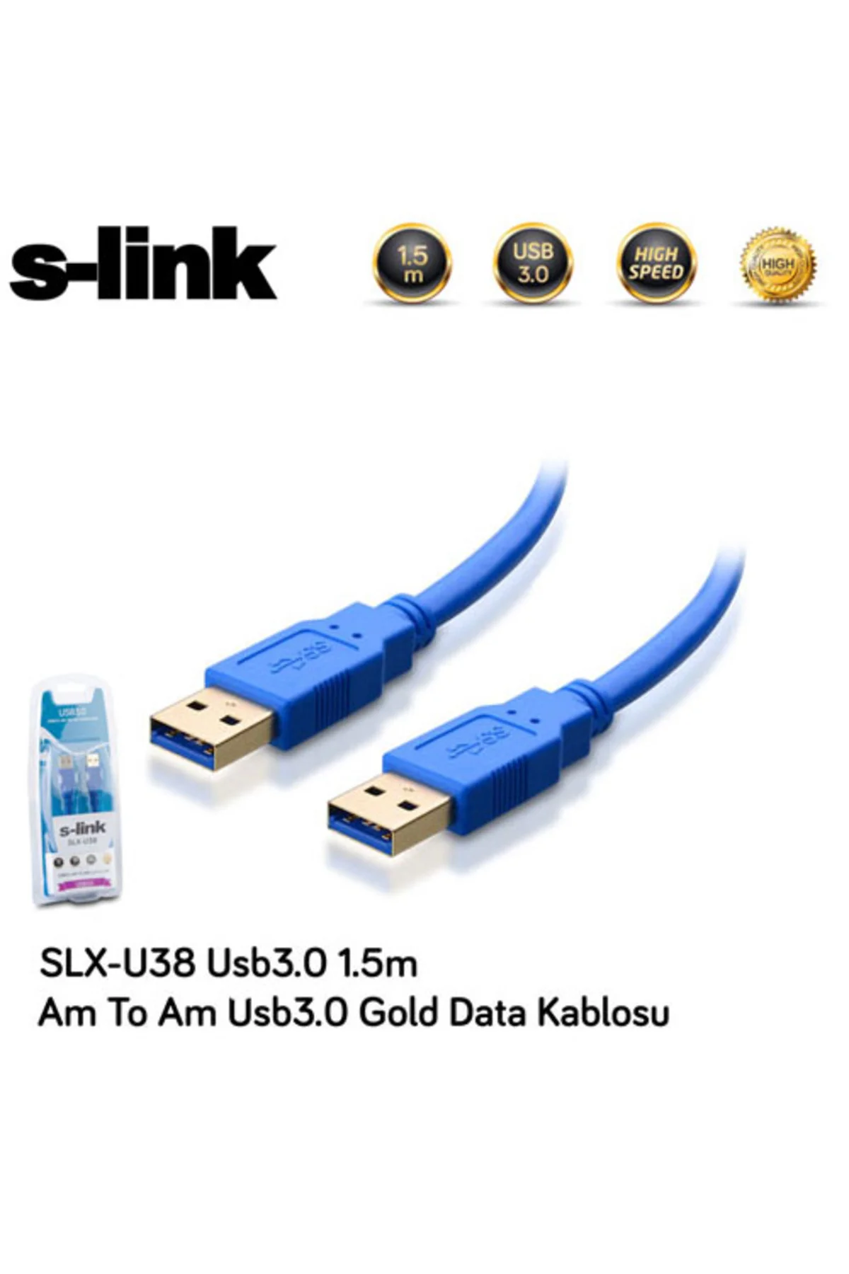 S-LINK SLX-U38 Usb 3.0 (1.5 Metre) USB TO USB Gold Kablo