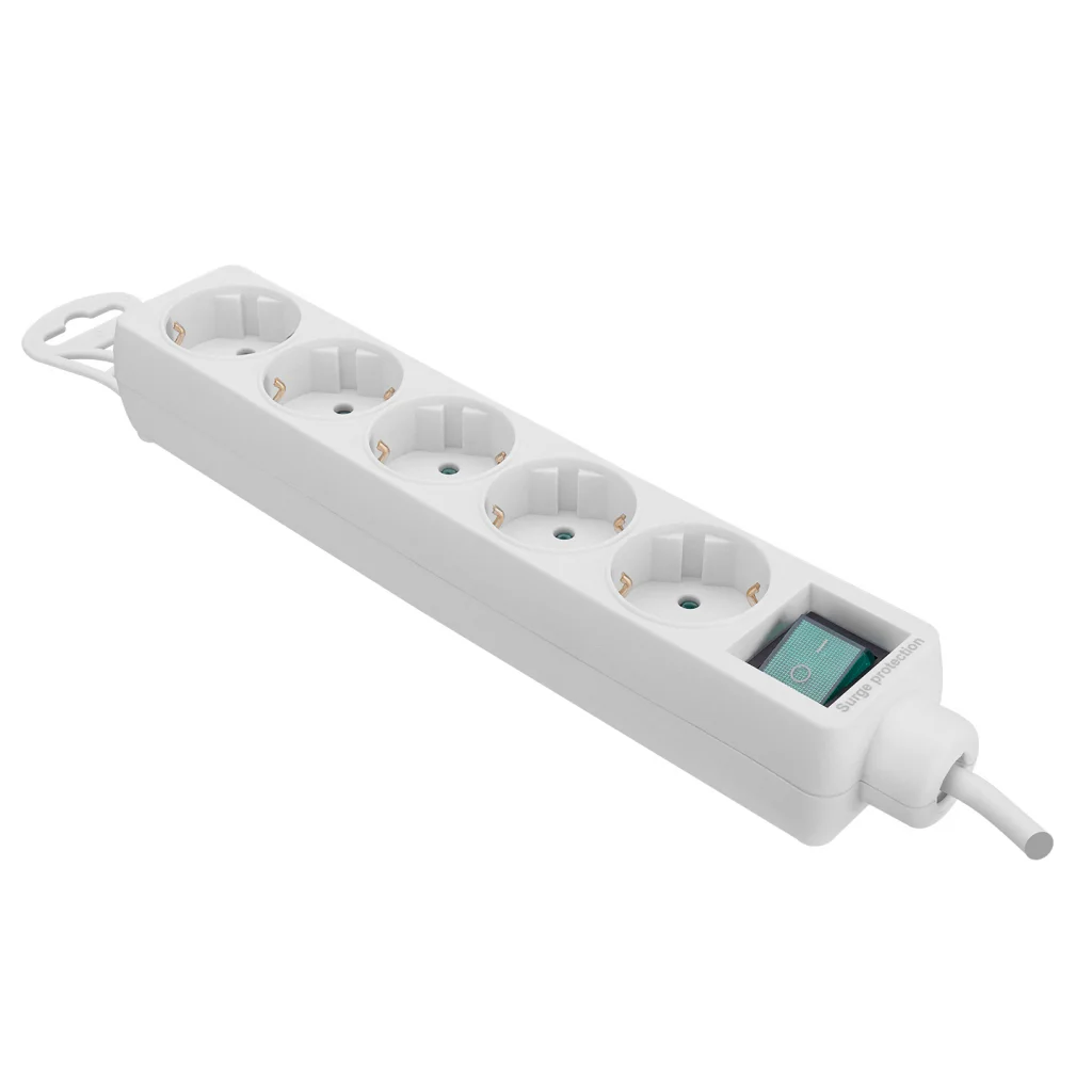 S-LINK SPG-F05 Akım Korumalı 5 Soket Beyaz Priz 1.5m Kablo