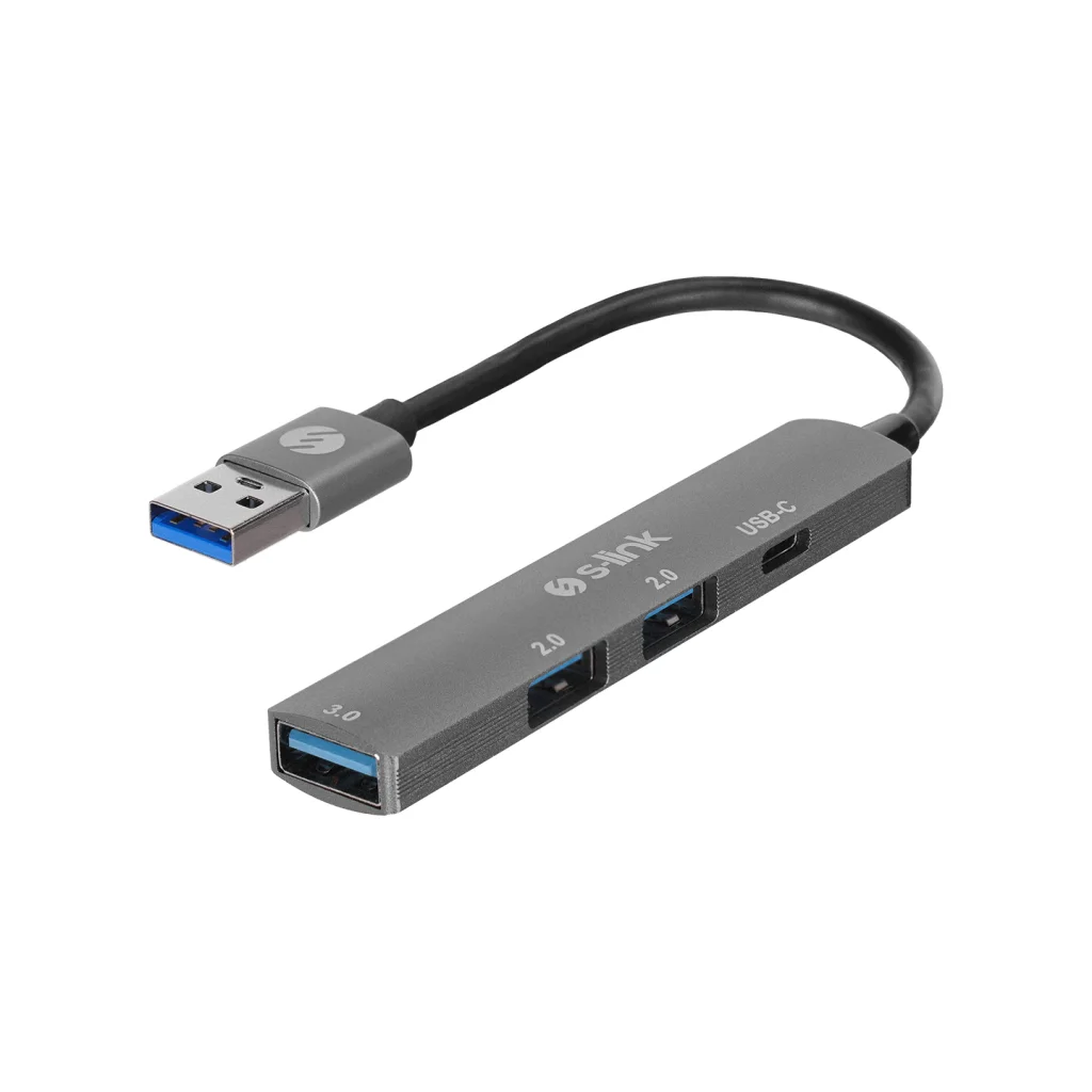 S-LINK SW-U322 Metal USB Hub - USB 3.0 to 2xUSB 2.0, 1xUSB 3.0, 1xType-C Multi-Port Genişletici