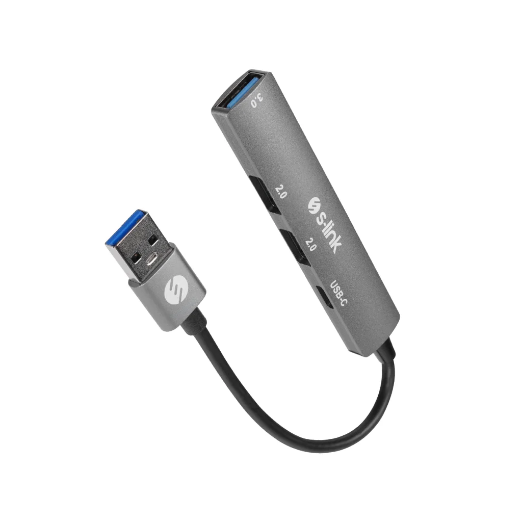 S-LINK SW-U322 Metal USB Hub - USB 3.0 to 2xUSB 2.0, 1xUSB 3.0, 1xType-C Multi-Port Genişletici