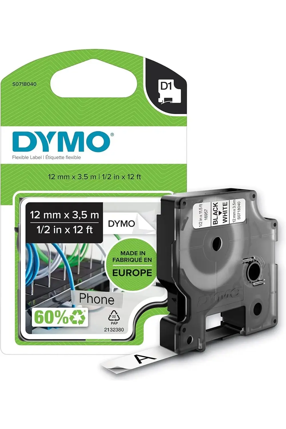 S0718040, Yüksek Esnek (12 mm x 3,5 mt), Siyah/Beyaz (16957) 1184