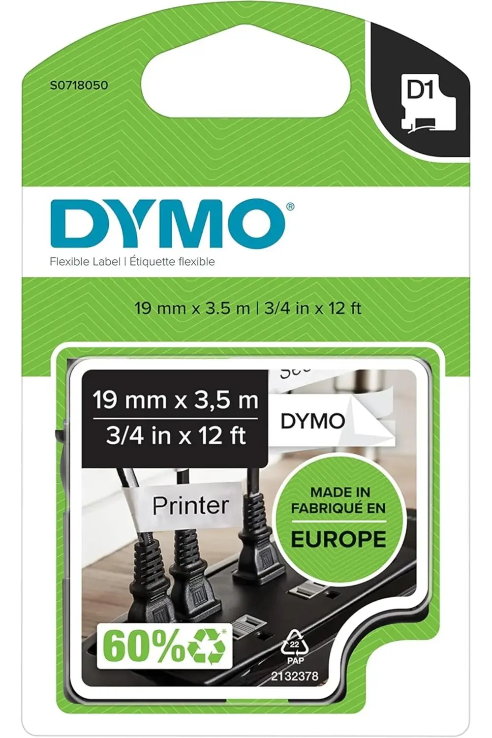 S0718050, Yüksek Esnek (19 mm x 3,5 mt), Siyah/Beyaz (16958) 1185