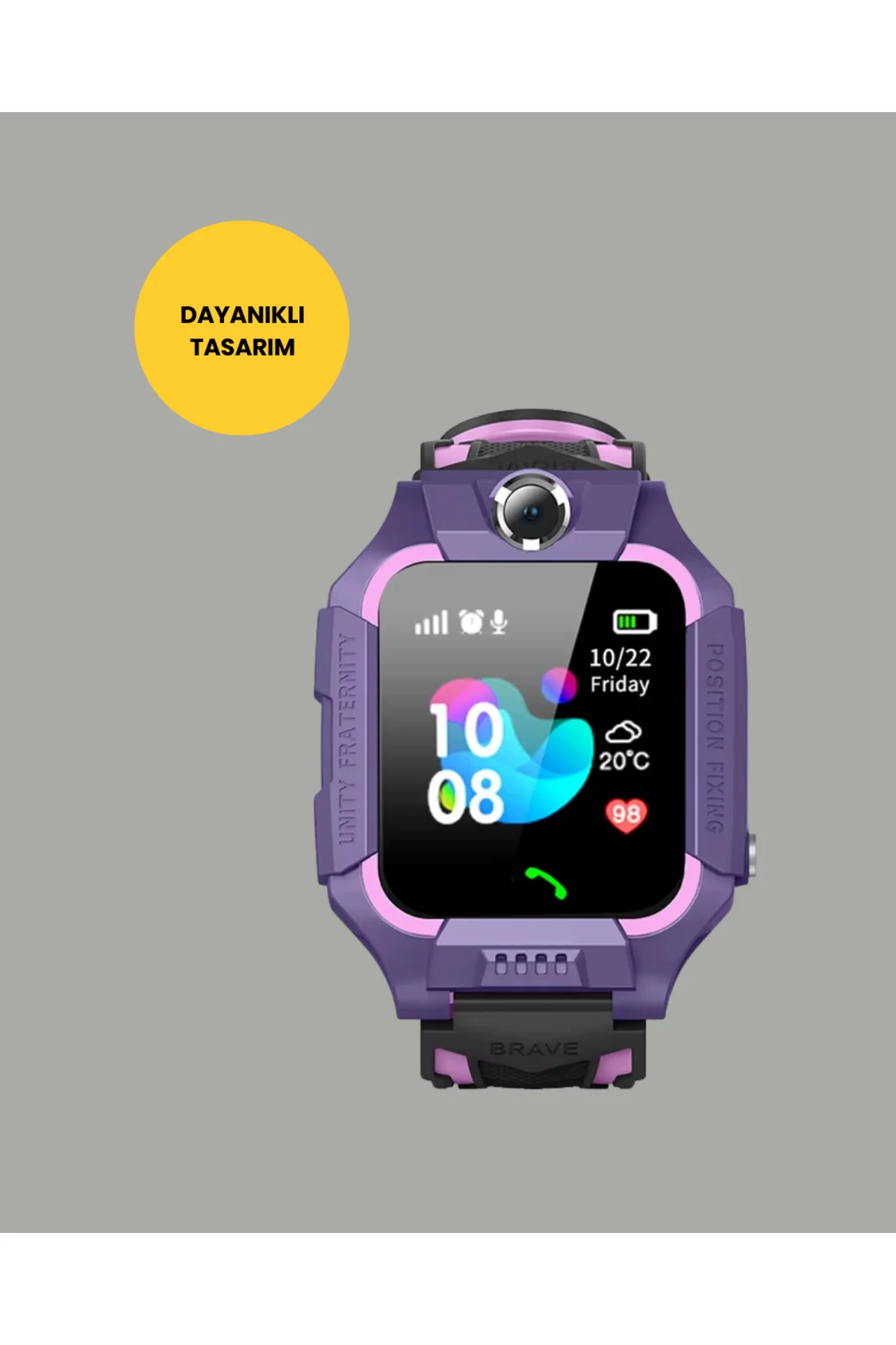 S10 Akıllı Çocuk Saati Mor Tasarım Adımsayar ve Alarm Fonksiyonlu