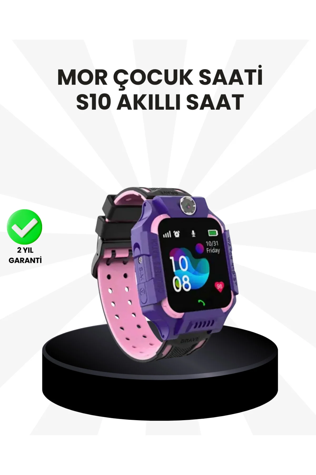 S10 Akıllı Çocuk Saati Mor Model Çift Yönlü Konuşma ve SOS Fonksi
