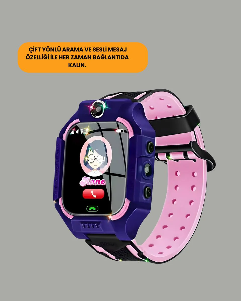 S10 Akıllı Çocuk Saati Mor Tasarım Adımsayar ve Alarm Fonksiyonlu