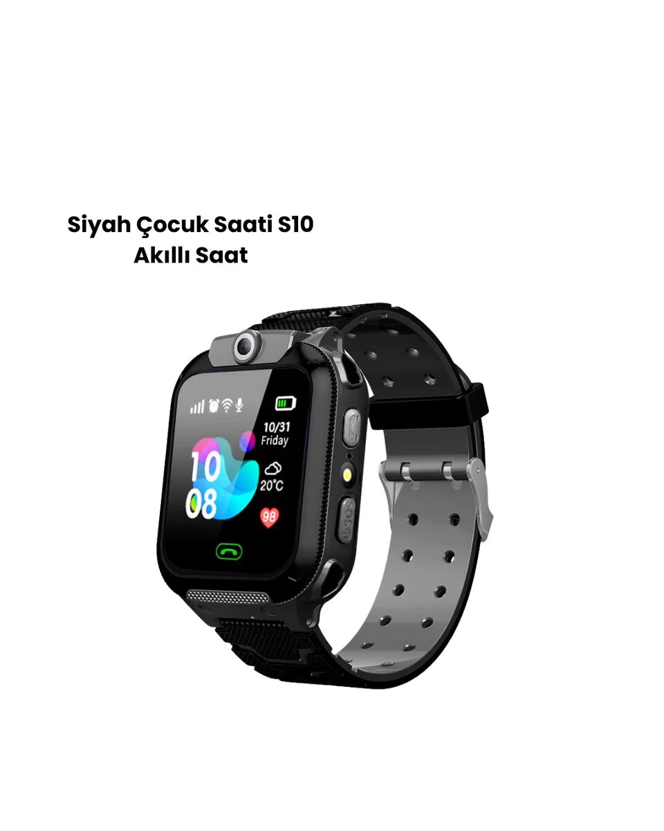 S10 Akıllı Çocuk Saati SİYAH - 360 Güvenlik Takip ve Eğlence Dünyası