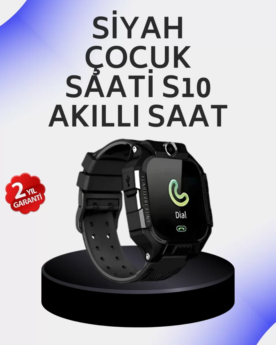 S10 Akıllı Çocuk Saati Siyah Tasarım Adımsayar ve Alarm Fonksiyonu - Lisinya