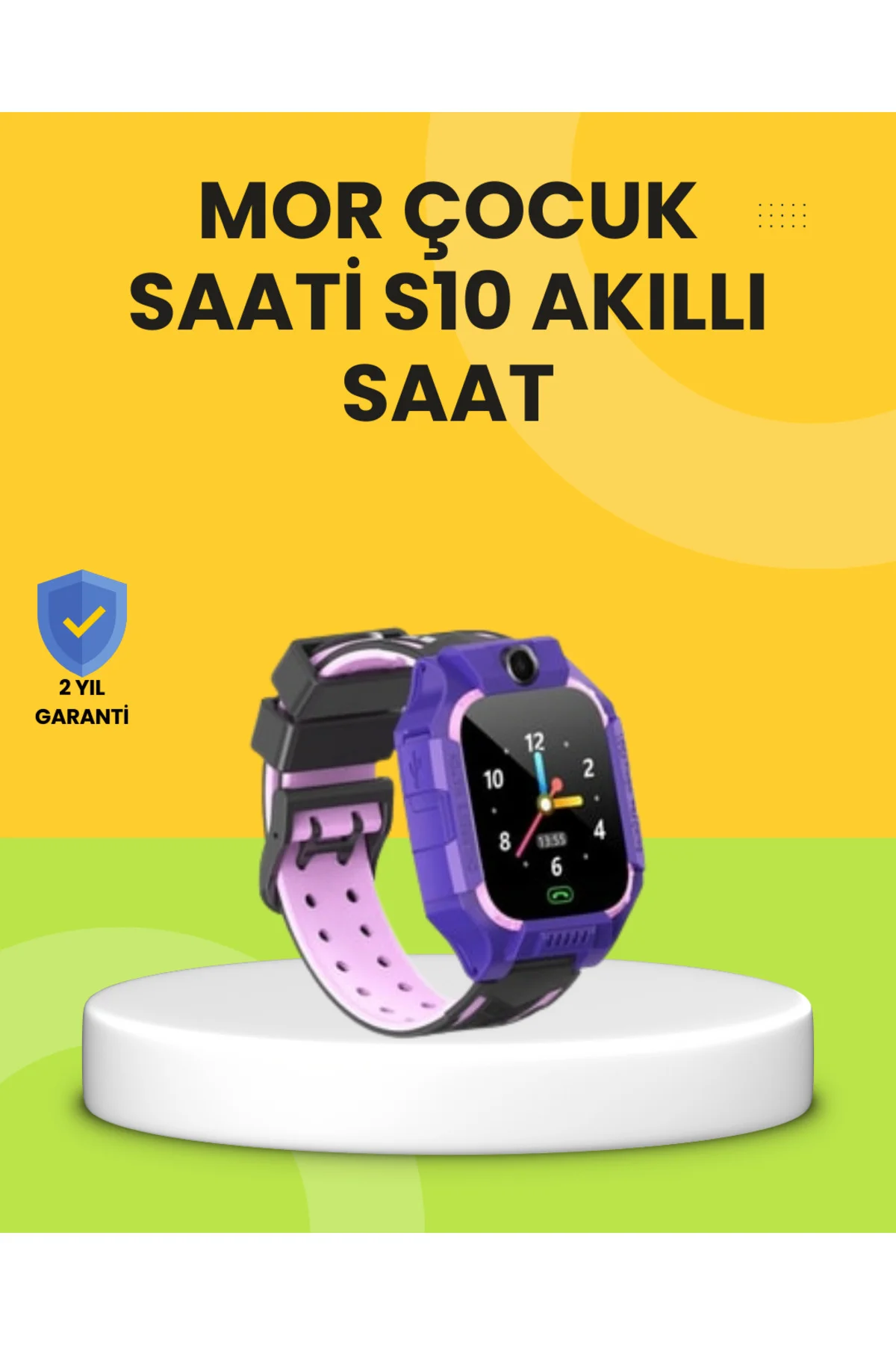 S10 Akıllı Çocuk Saati Mor Tasarım Adımsayar ve Alarm Fonksiyonlu