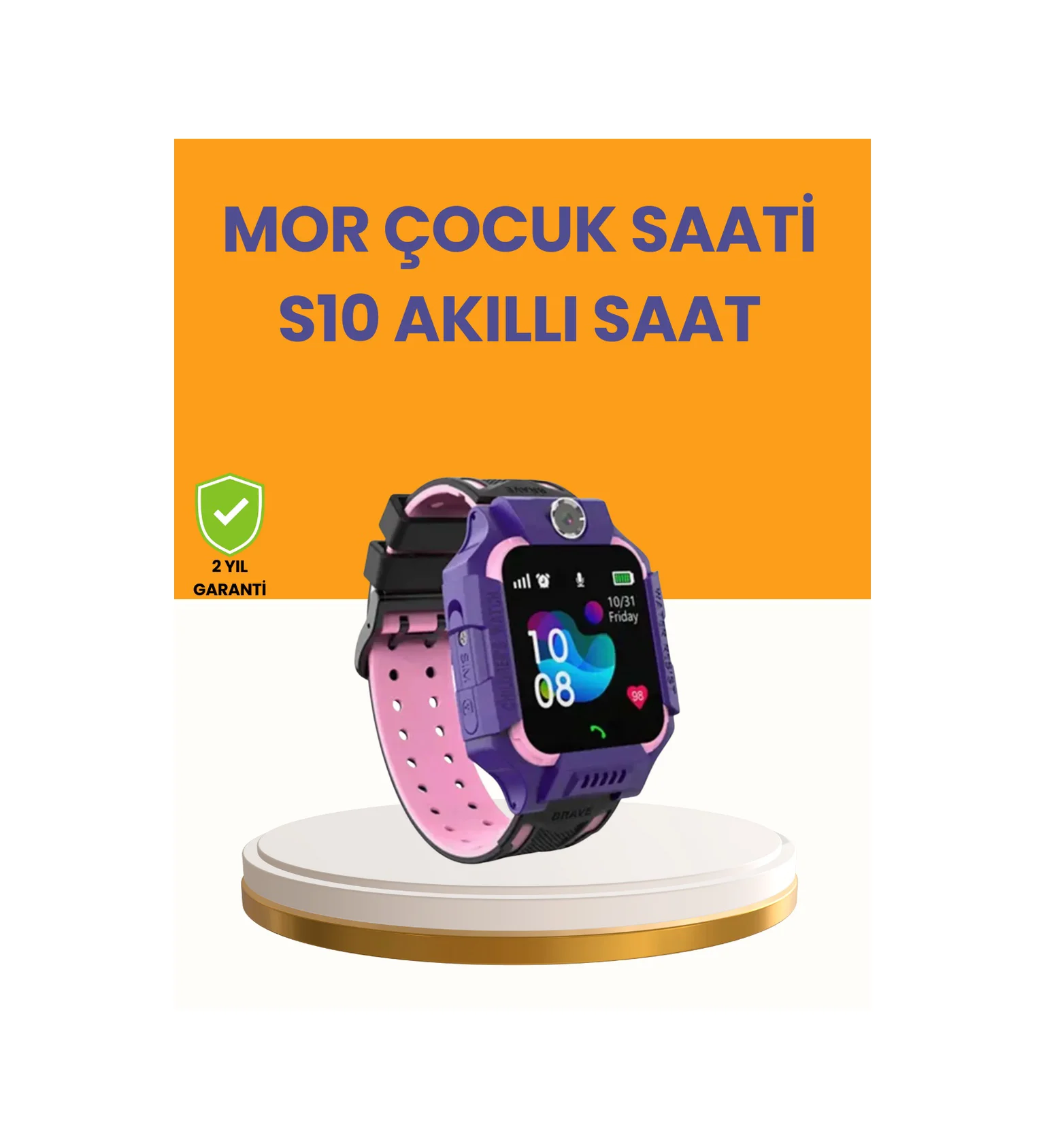 S10 Mor Akıllı Çocuk Saati Konum Takip Ve Güvenlik Özellikli