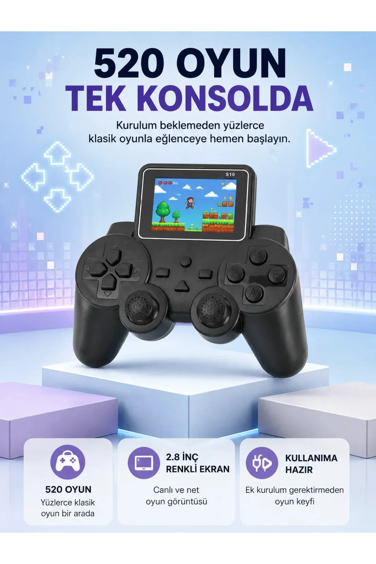 S10 Retro Oyun Konsolu Taşınabilir 2.8 İnç Ekran Ergonok Nostalji Yeni Nesil S10 Retro Oyun Konsolu Taşınabilir 2.8 İnç Ekran Ergonok Nostalji Yeni Nesil