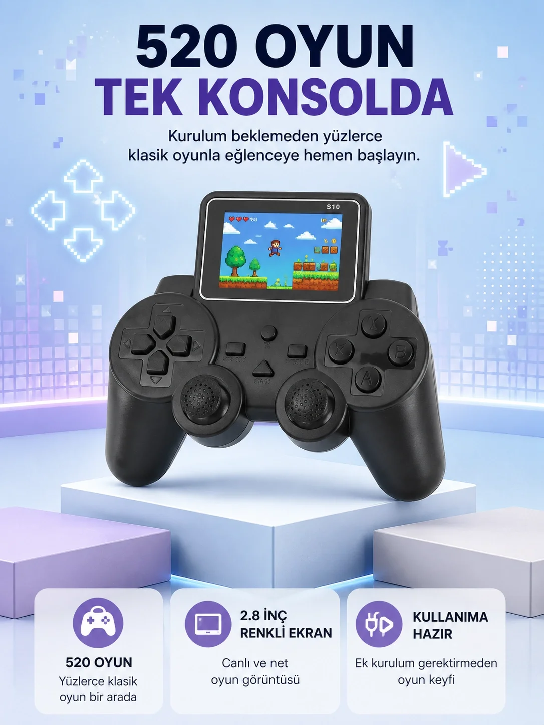 S10 Retro Oyun Konsolu Taşınabilir 2.8 İnç Ekran Ergonomik Nostalji Yeni Nesil Fiyatı, Yorumları ve Özellikleri