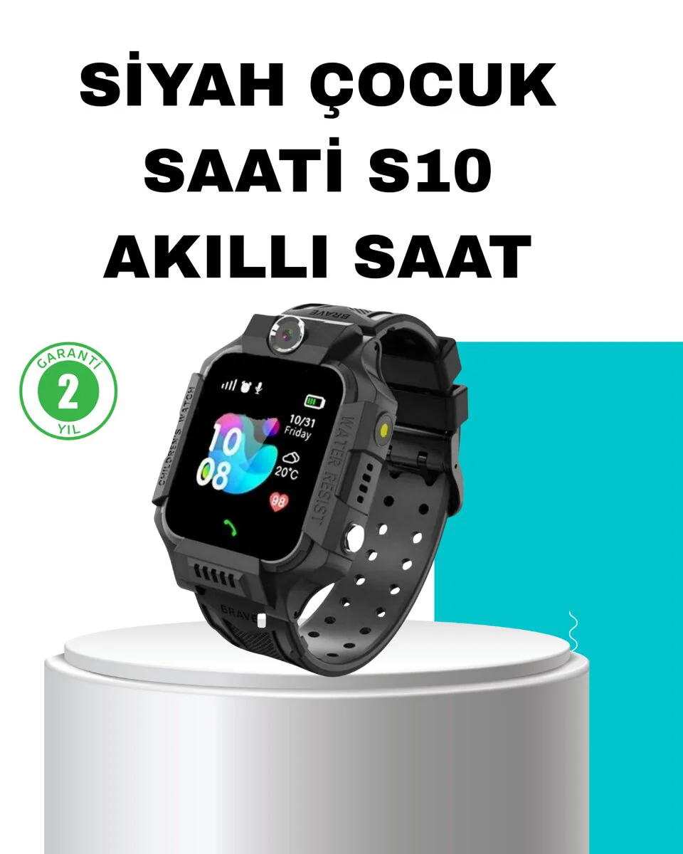S10 Siyah Akıllı Çocuk Saati - Konum Takip & Güvenlik Özellikli