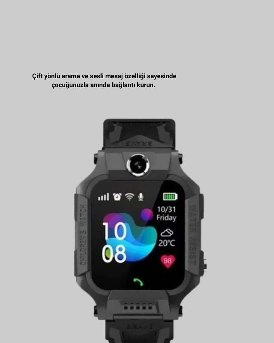S10 Siyah Akıllı Çocuk Saati - Konum Takip & Güvenlik Özellikli