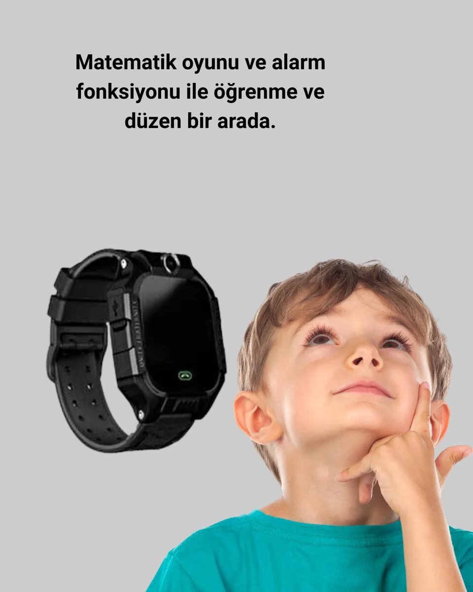 S10 Siyah Akıllı Çocuk Saati Anlık Konum Takibi ve Rota Geçmişi