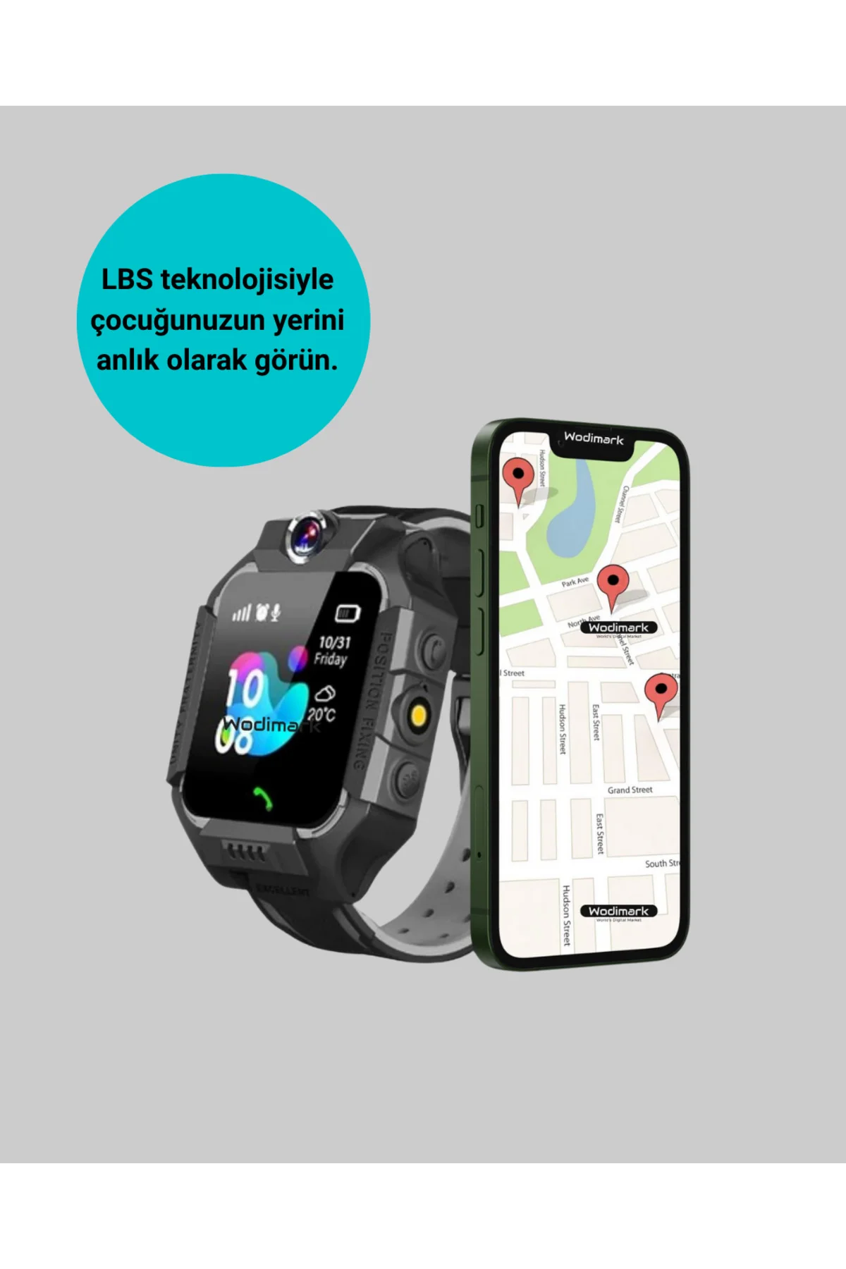 S10 Siyah Çocuk Takip Saati Güvenli Alan Uyarısı ve Sesli Mesaj -