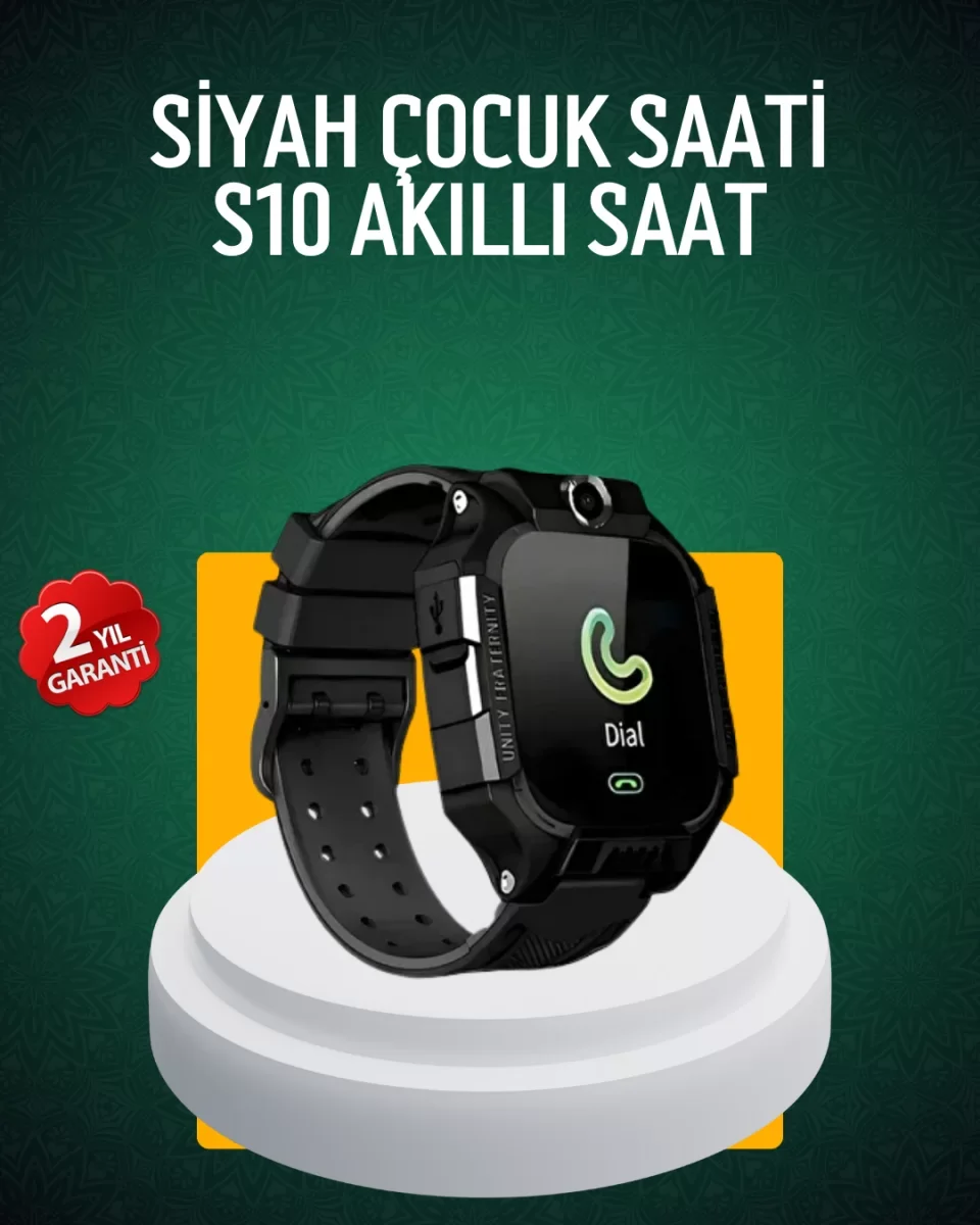 S10 Siyah Çocuk Takip Saati Güvenli Alan Uyarısı ve Sesli Mesaj - Lisinya