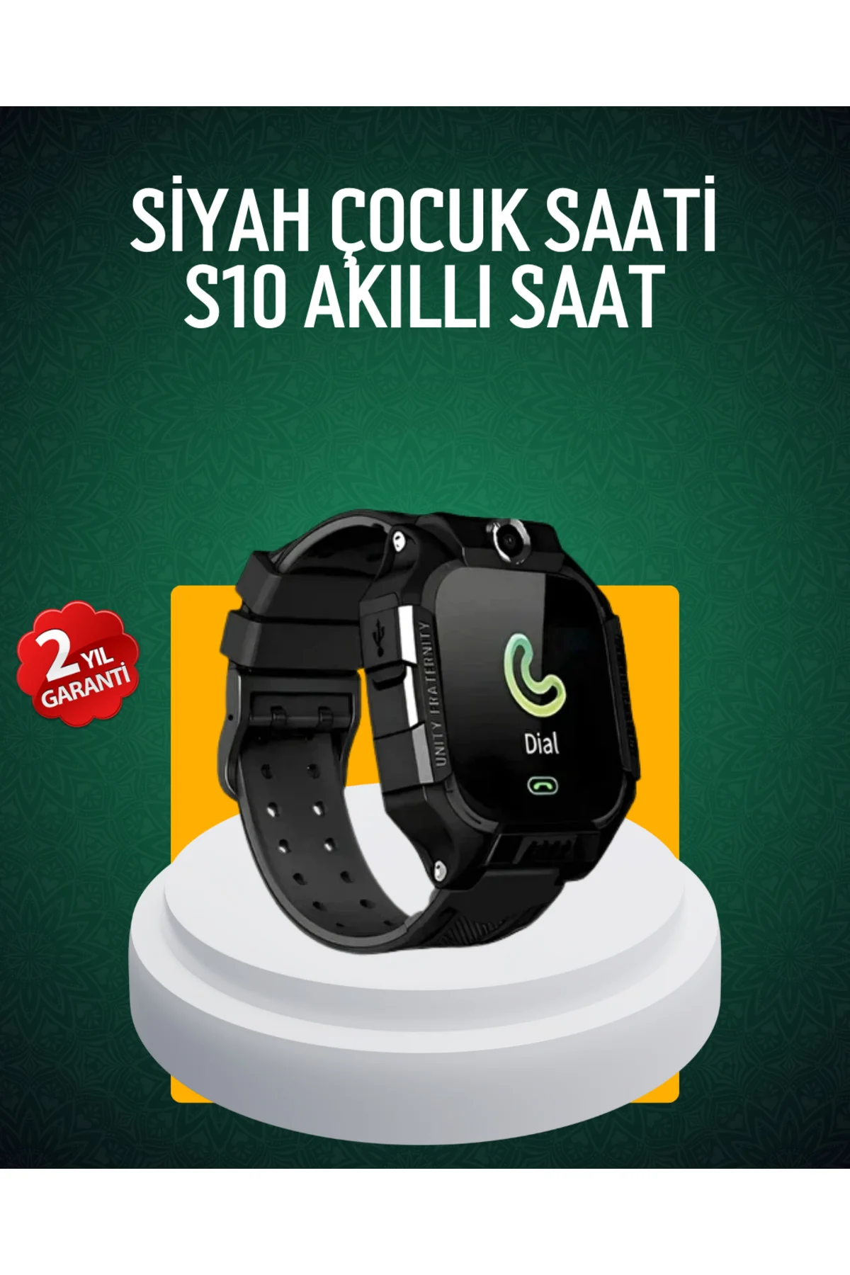 S10 Siyah Çocuk Takip Saati Güvenli Alan Uyarısı ve Sesli Mesaj -