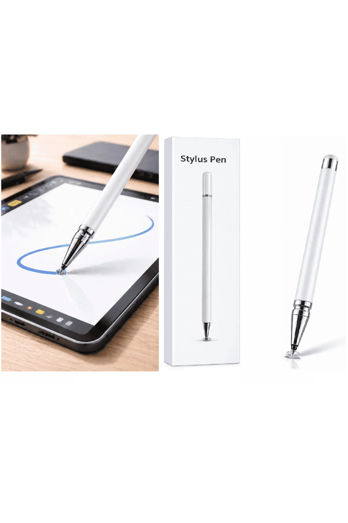 S22 Uyumlu Dokunmatik Stylus Kalem Disk Uçlu Hassas Beyaz Tablet Telefon Çizim Kalemi