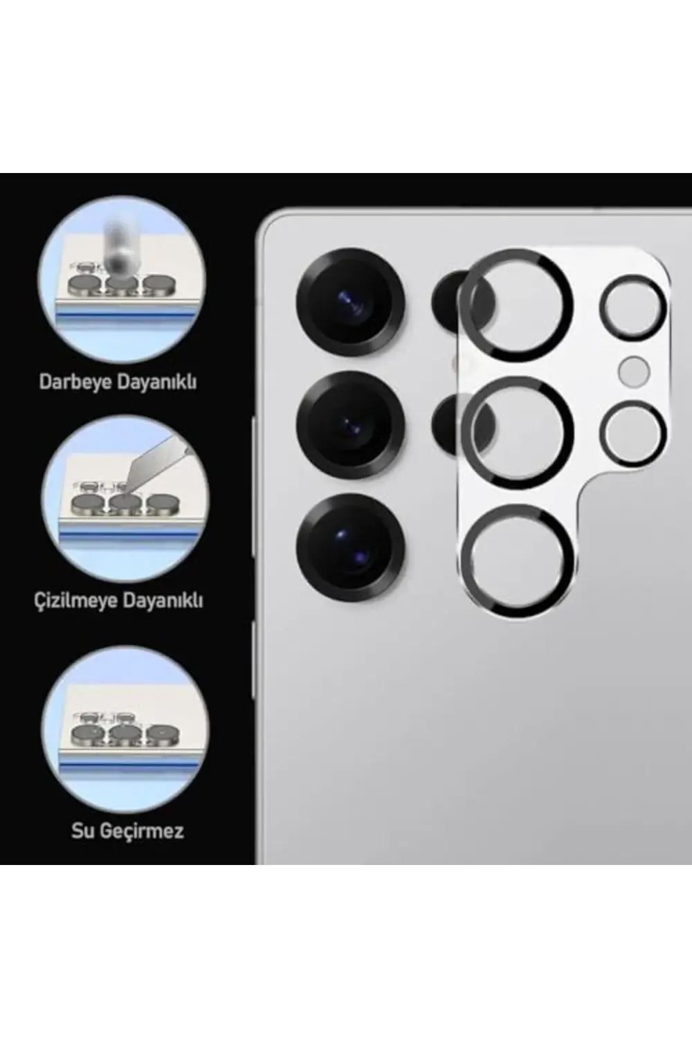 S25 Serisi İle Uyumlu Şeffaf HD Temperli Cam Kamera Lens ( S25 Ul