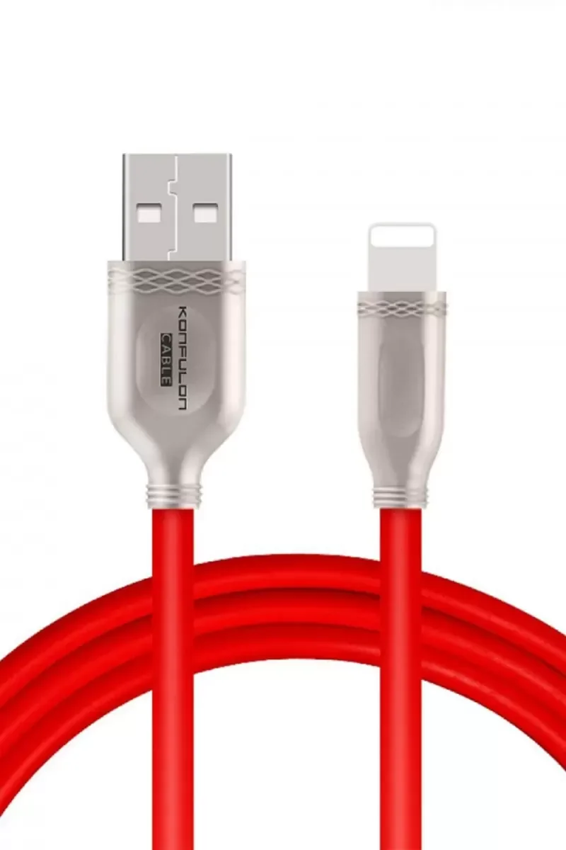 S48 Lightning Şarj Kablosu - 1M 3A Hızlı Şarj iPhone ile Uyumlu Kırmızı