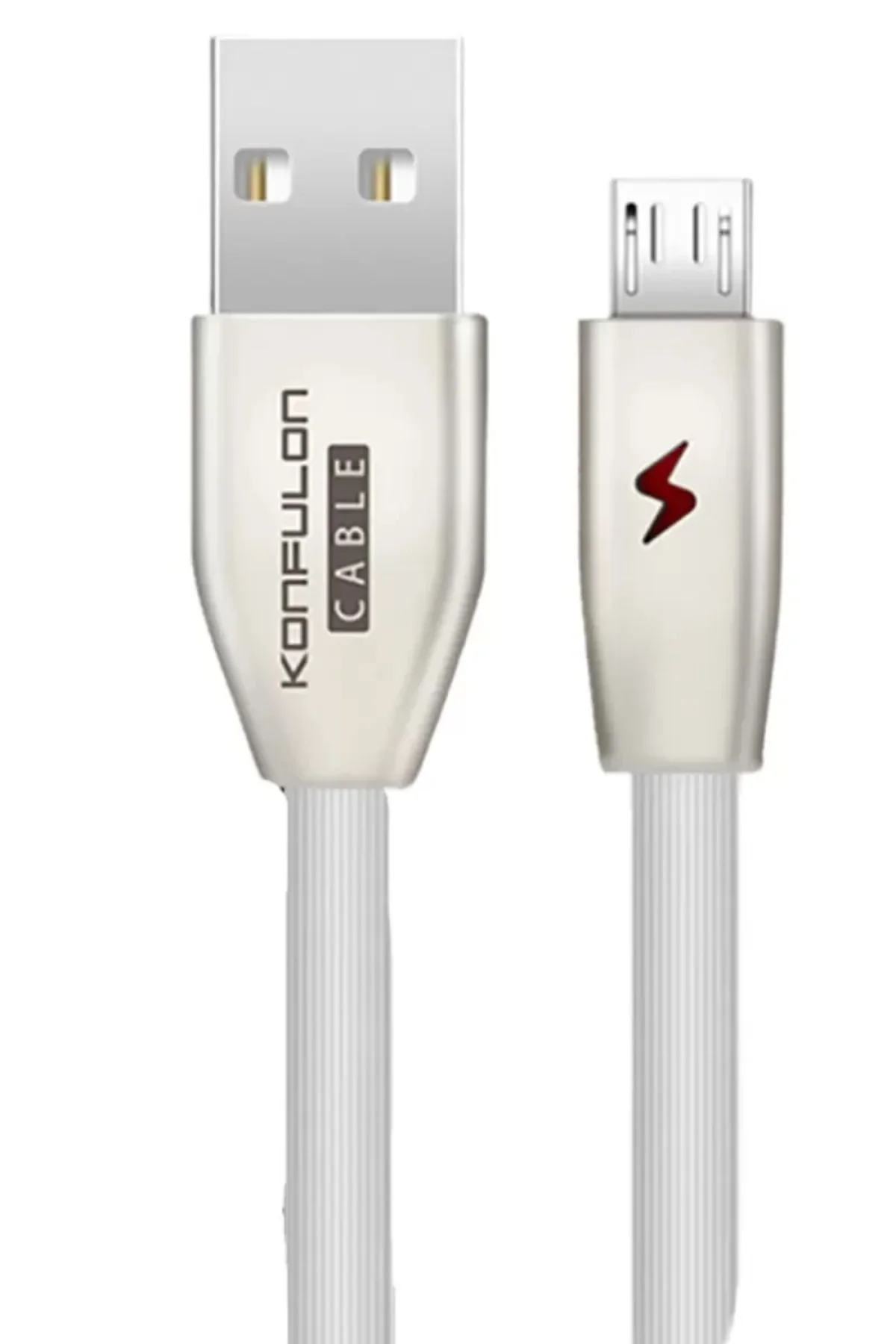 S53 Led Işıklı Micro USB Kablo 1M 3A Beyaz