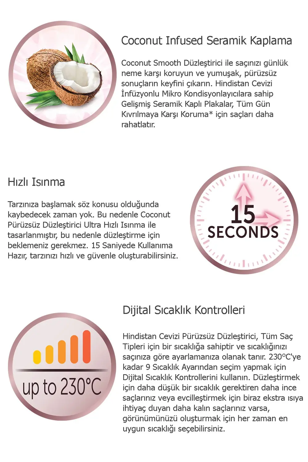 S5901 Coconut Smooth Hindistan Cevizi Yağlı Saç Düzleştirici