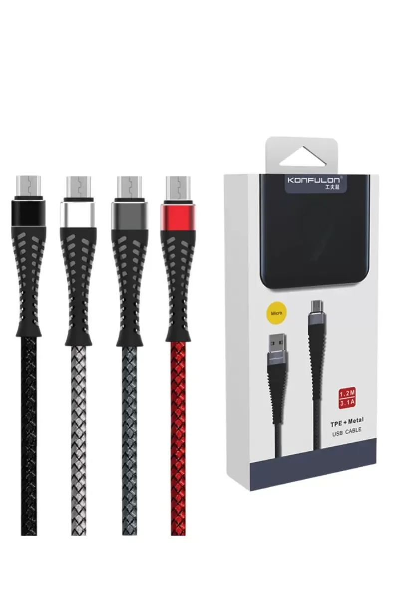 S61 Micro USB Kablo 1.2M 2.1A – Naylon Örgü Hızlı Şarj Kablosu