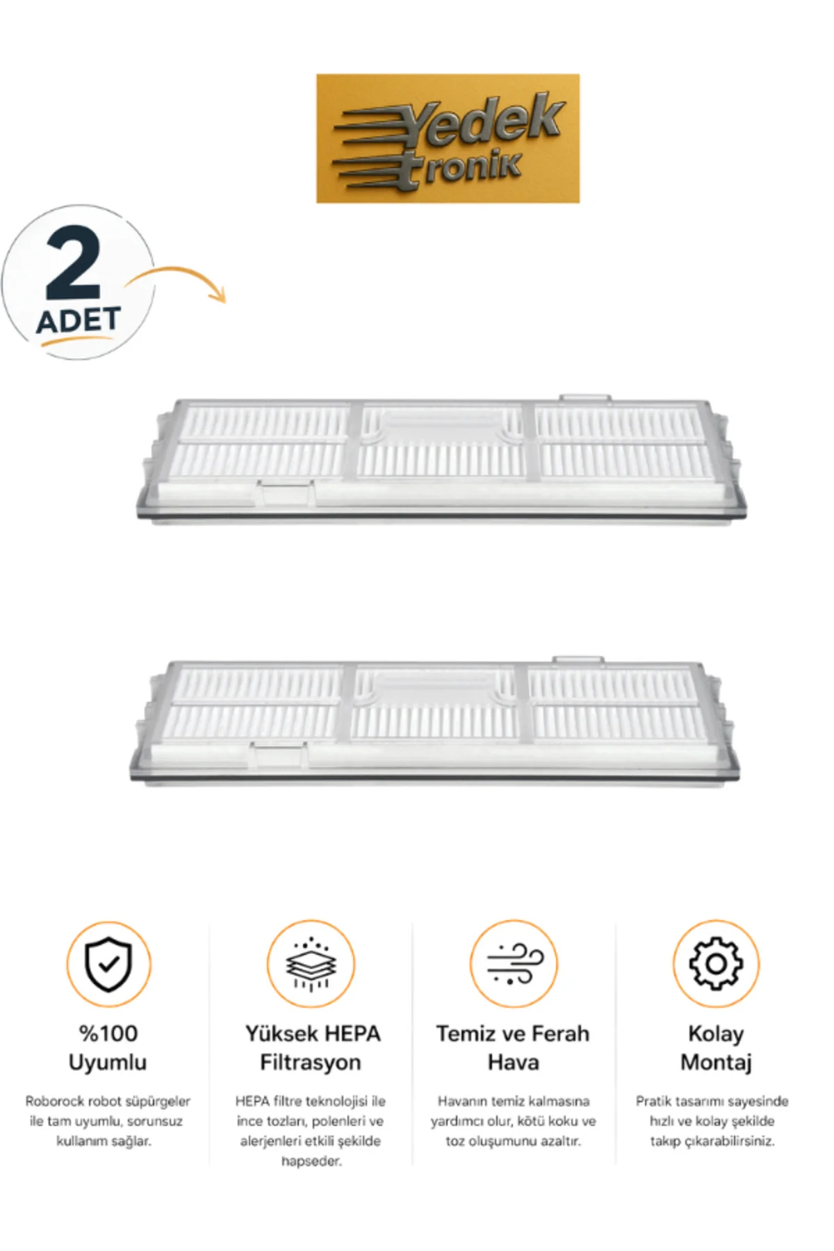 S7 / S7 Plus / S7 MaxV / S7 MaxV Ultra / S7 Pro Ultra / S7 Max Ultra Uyumlu 2’li HEPA Filtre | Robot Süpürge Yedek Parça