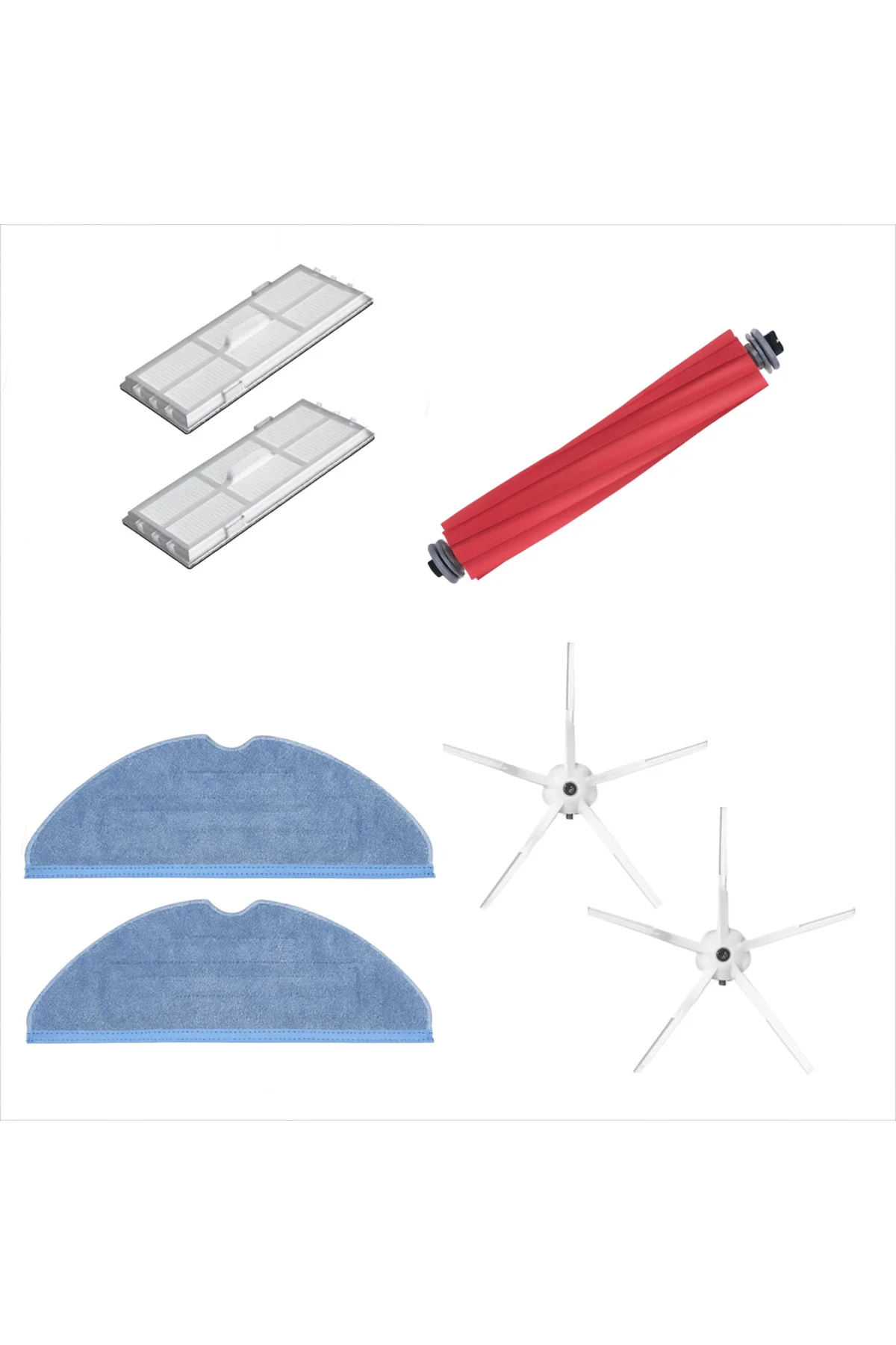 S7, S7 Plus, S7 Pro Ultra Uyumlu Yedek Parça Seti - Ana Fırça+Yan Fırça+Mop Bezi+Filtre (4'lü Set)
