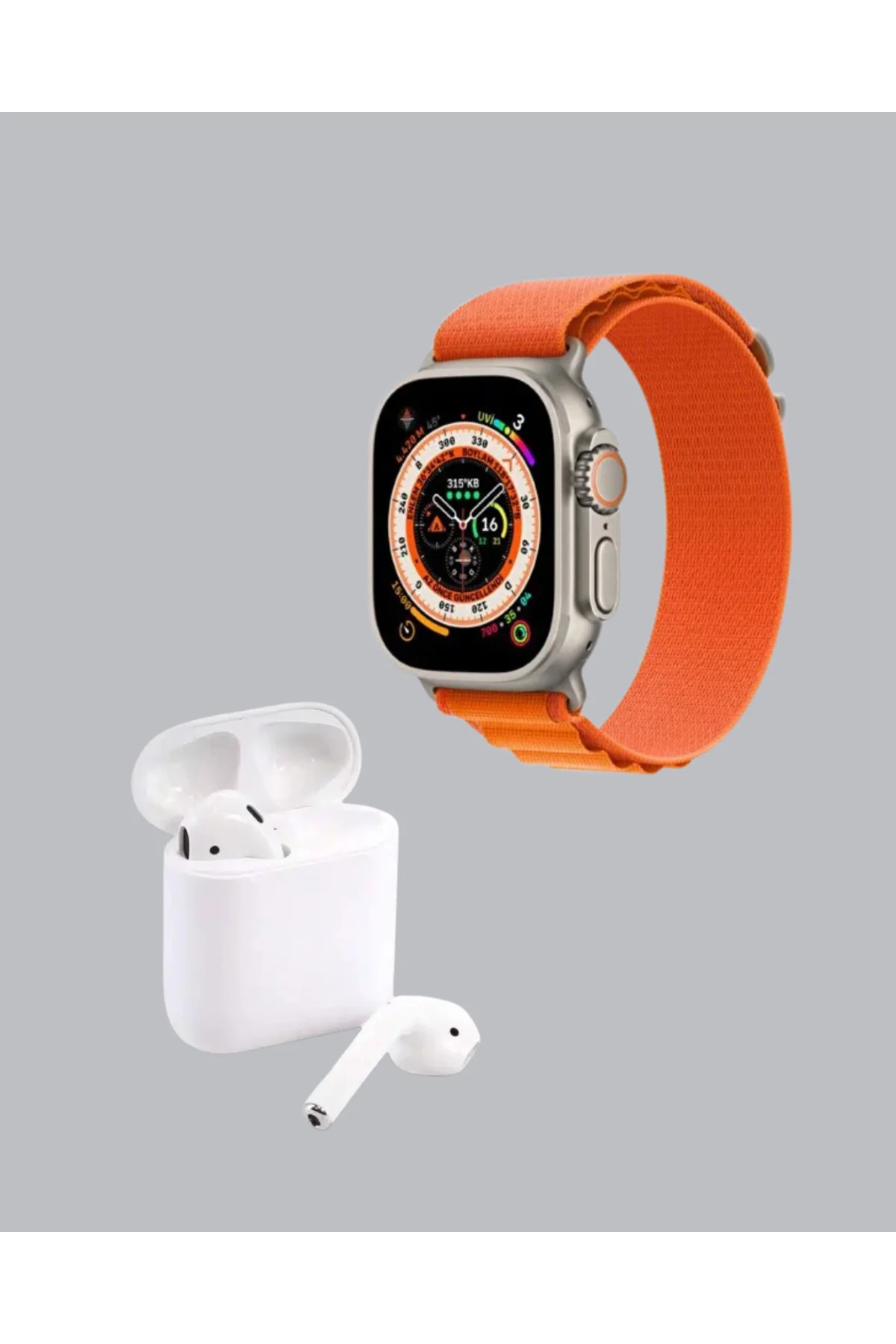 S8 Ultra Akıllı Saat ve Bluetooth Kablosuz Kulaklık 2’li Set