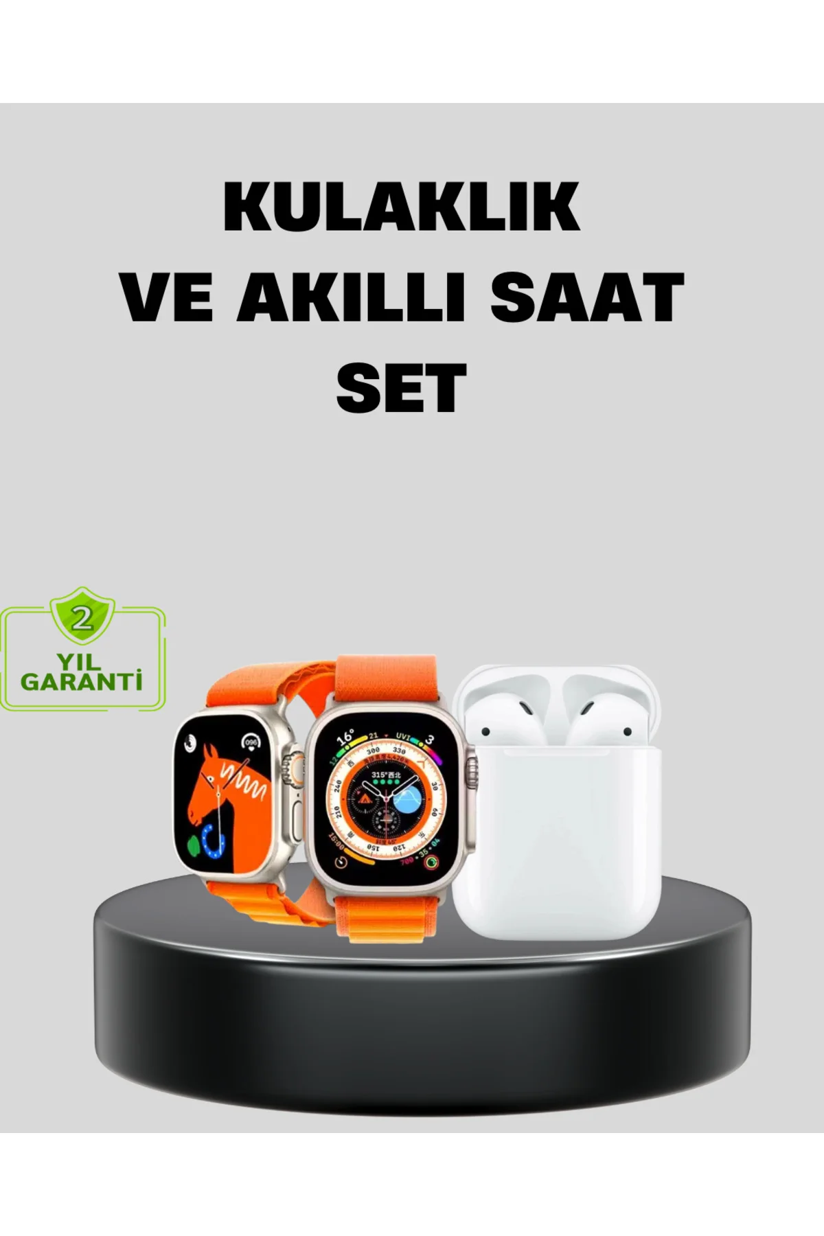S8 Ultra Akıllı Saat ve Bluetooth Kablosuz Kulaklık 2’li Set