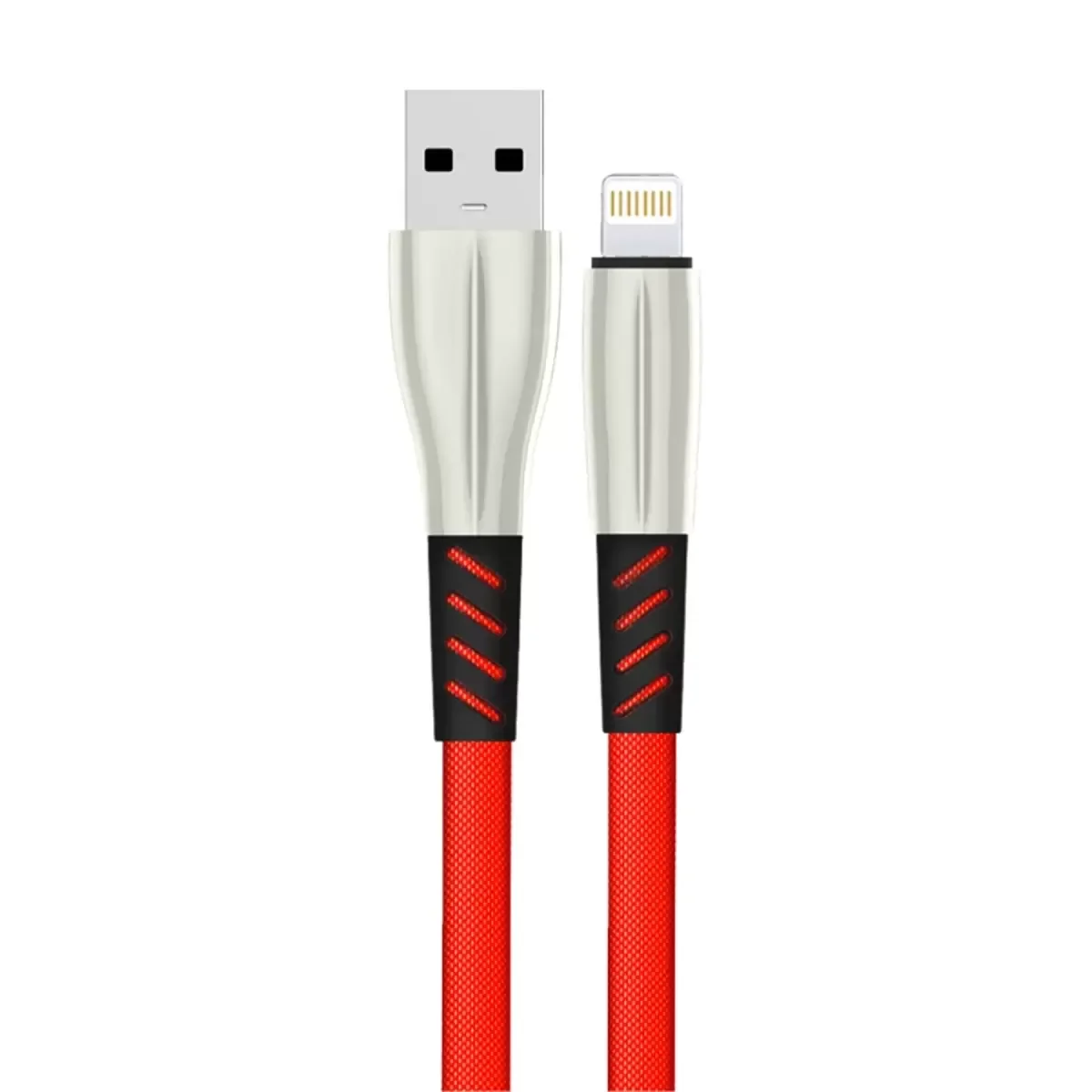 S89 Metal Uçlu Lightning Kablo ile Uyumlu - 1M 2.4A Hızlı Şarj Kablosu Kırmızı