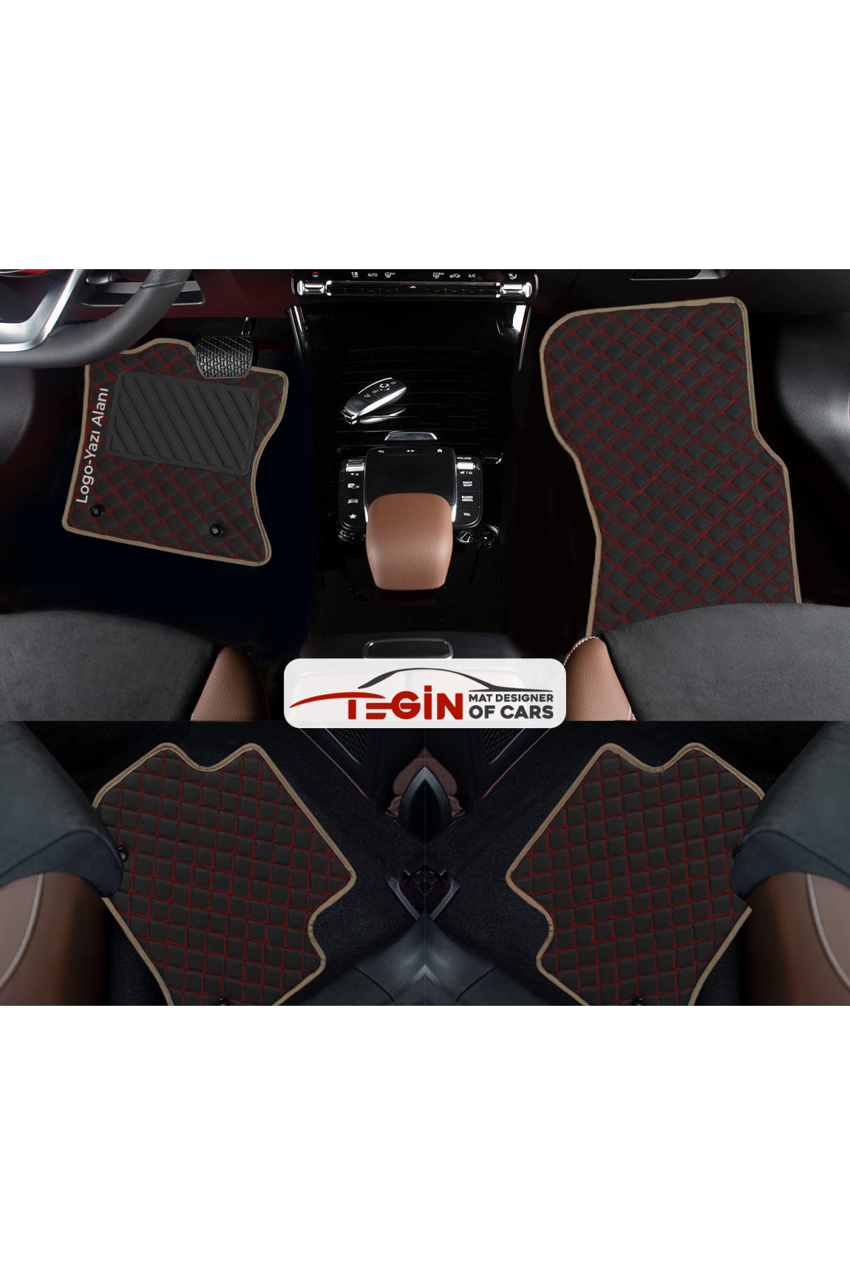 Saab 9-3 Aero 1998-2002 Prime Siyah Kırmızı Deri Bej Kenar Paspas