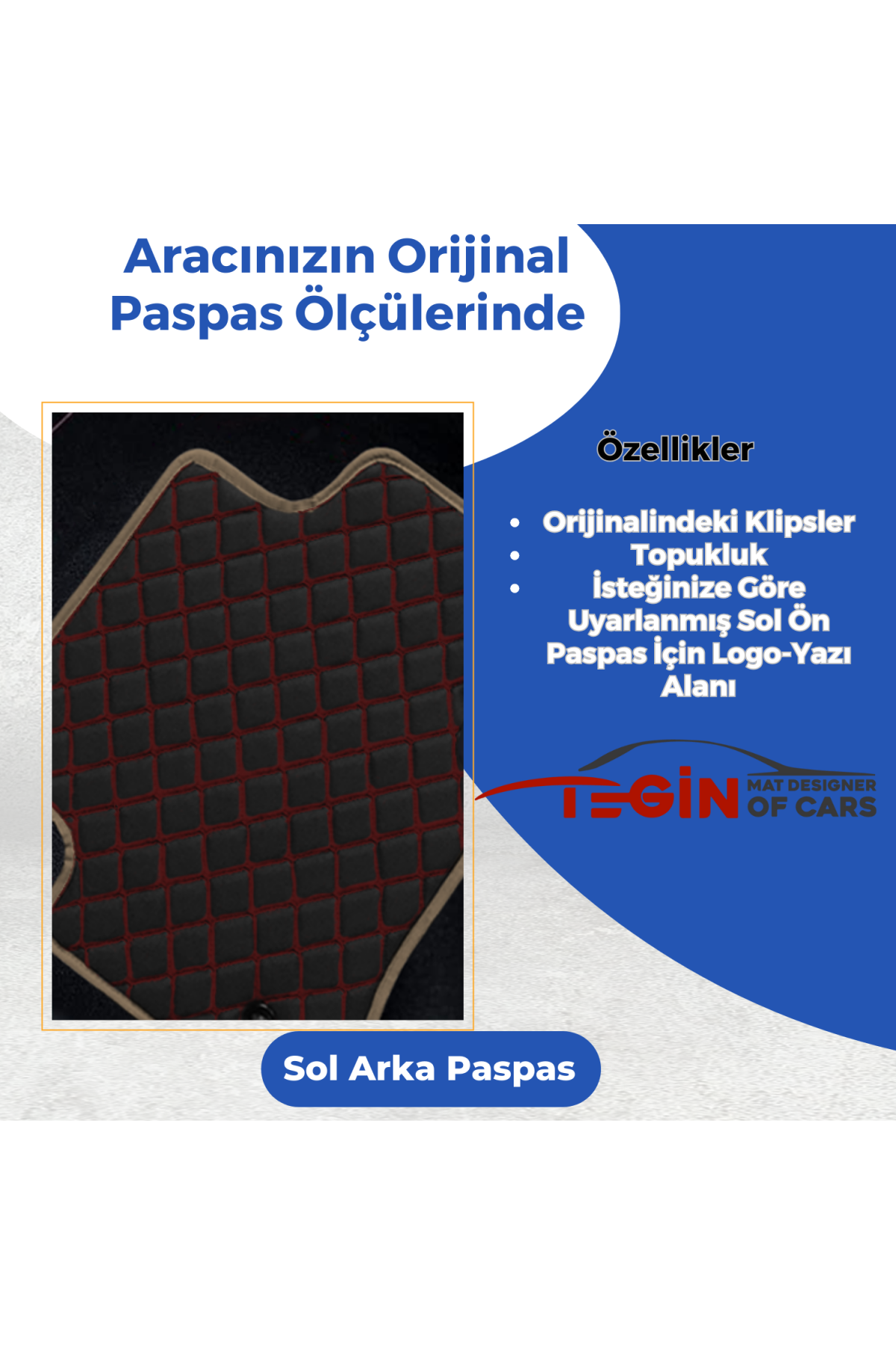 Saab 9-3 Aero 1998-2002 Prime Siyah Kırmızı Deri Bej Kenar Paspas