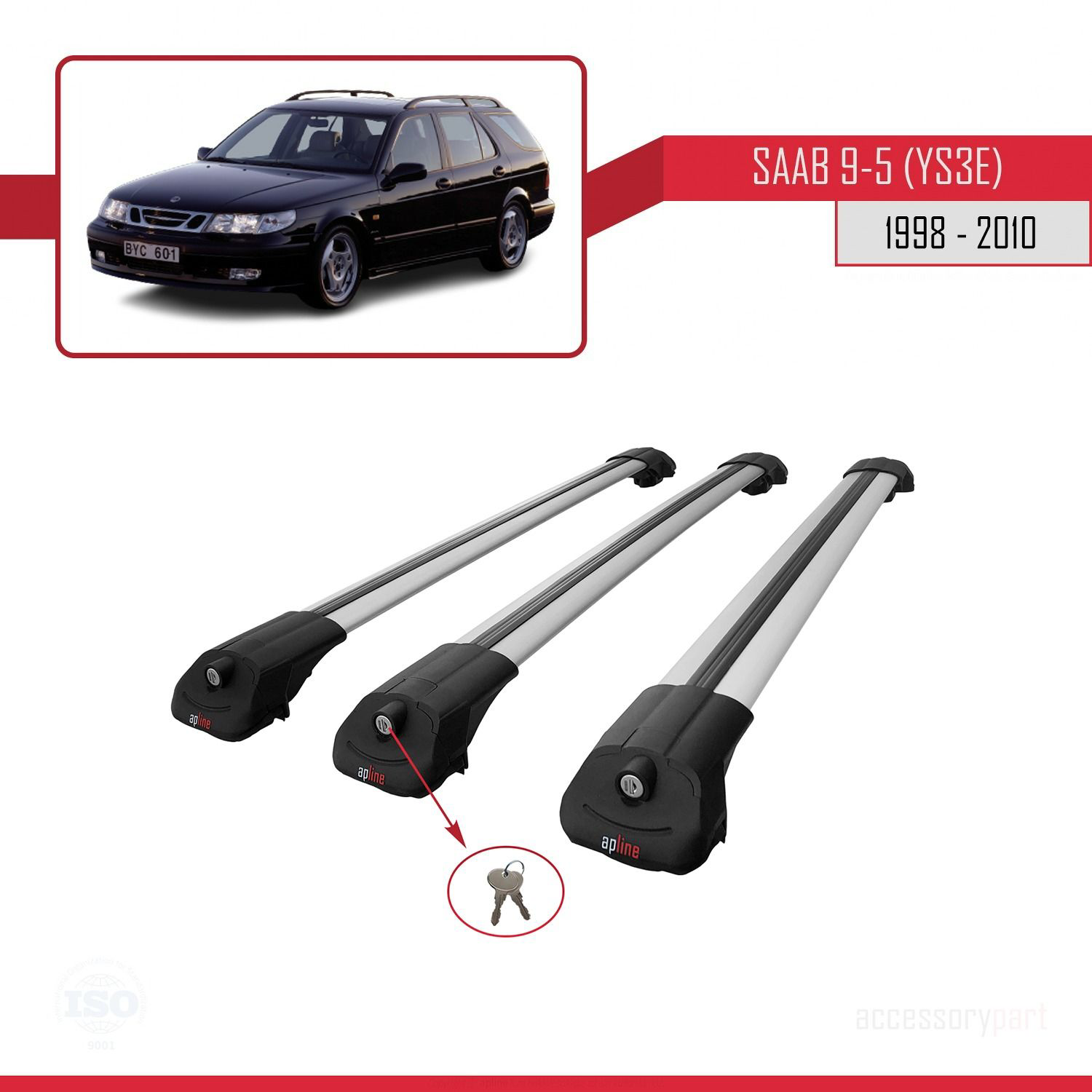 Saab 9-5 (YS3E) 1998-2010 Arası ile uyumlu ACE-1 Ara Atkı Tavan B