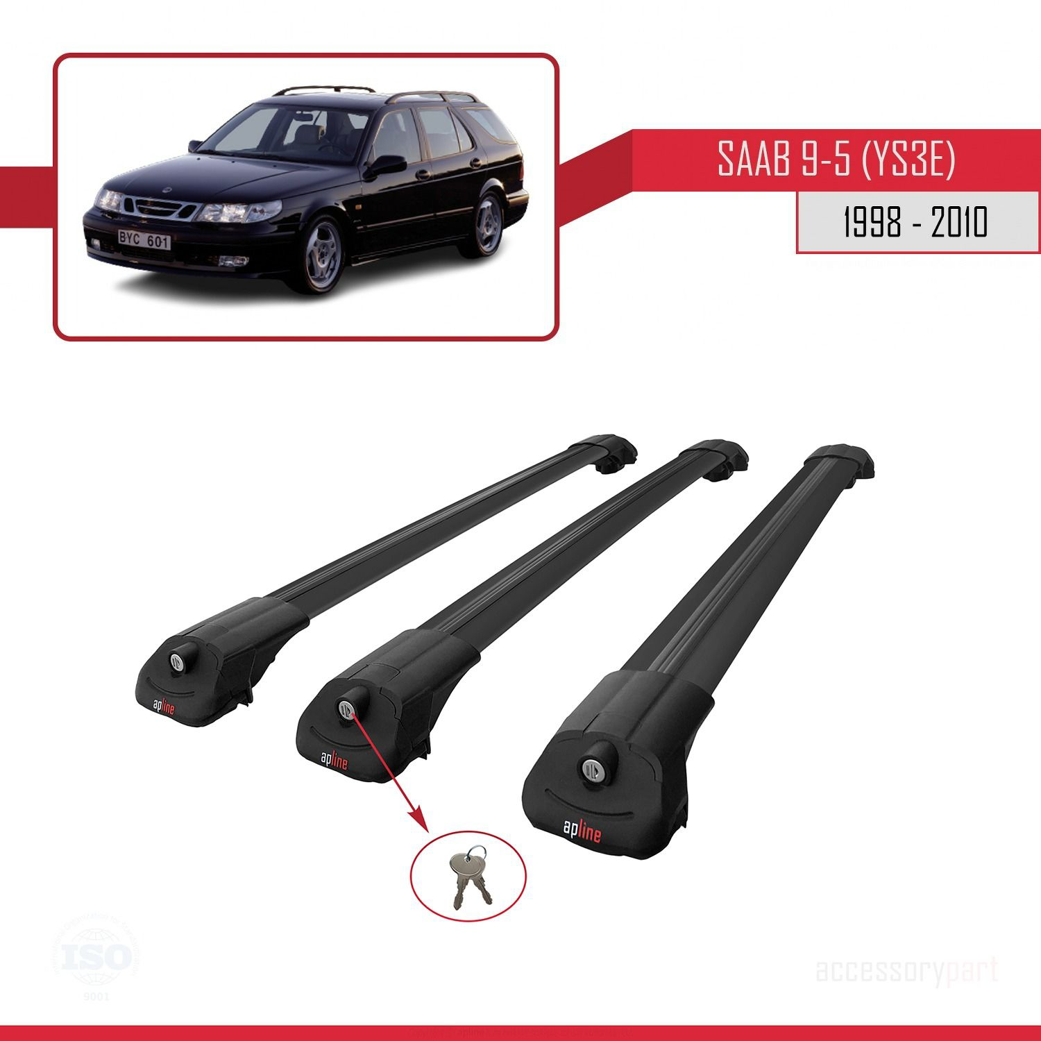 Saab 9-5 (YS3E) 1998-2010 Arası ile uyumlu ACE-1 Ara Atkı Tavan B