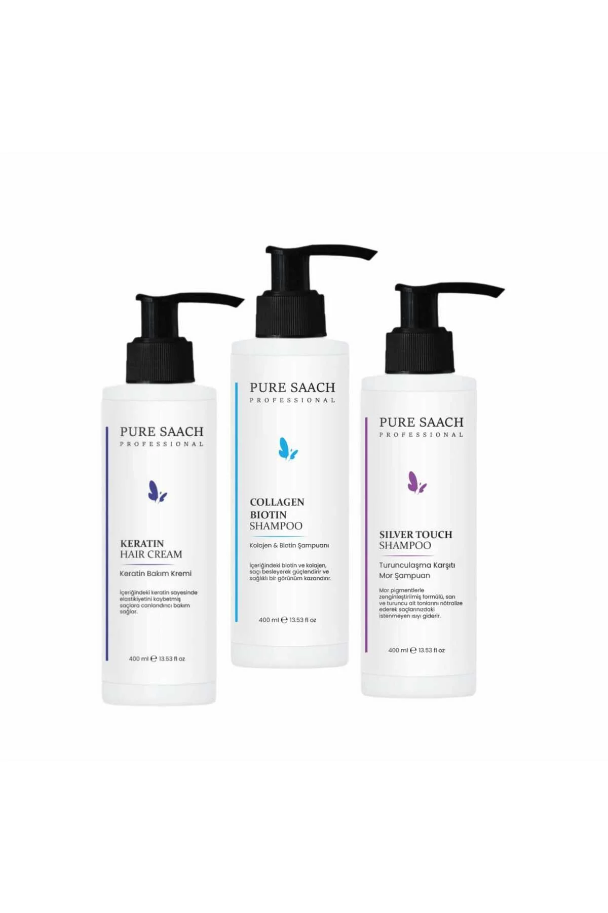 Saach Professional 3 Ürün Birlikte Colegen Biotin Sahampoo Slver Shampoo Saç Bakım Krem - Görsel 2