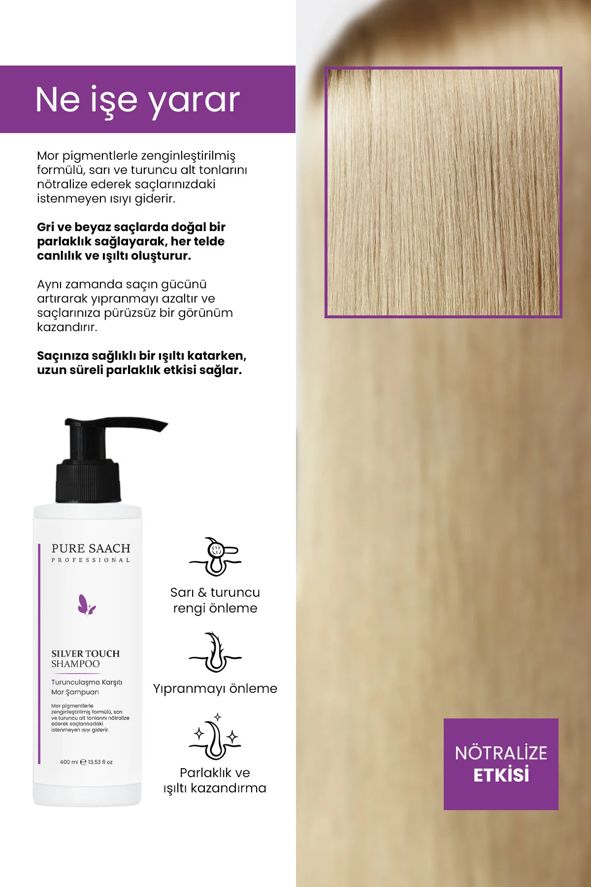 Saach Professıonal Silver Mor Pigment Shampoo - Görsel 2
